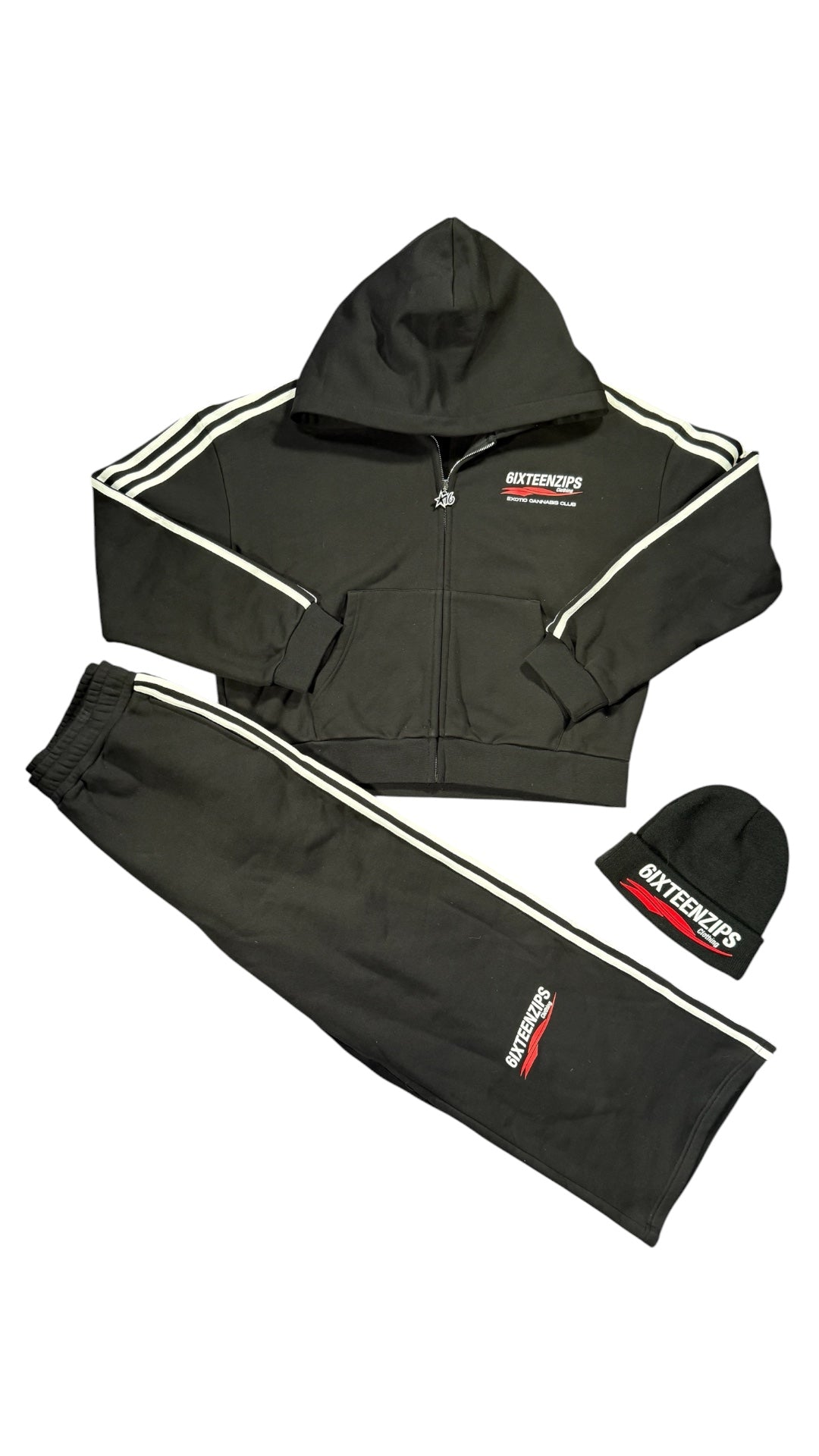 "ECC" Cotton Fleece Striped Boxy Zip-Up Hoodie (**PRE ORDER**)