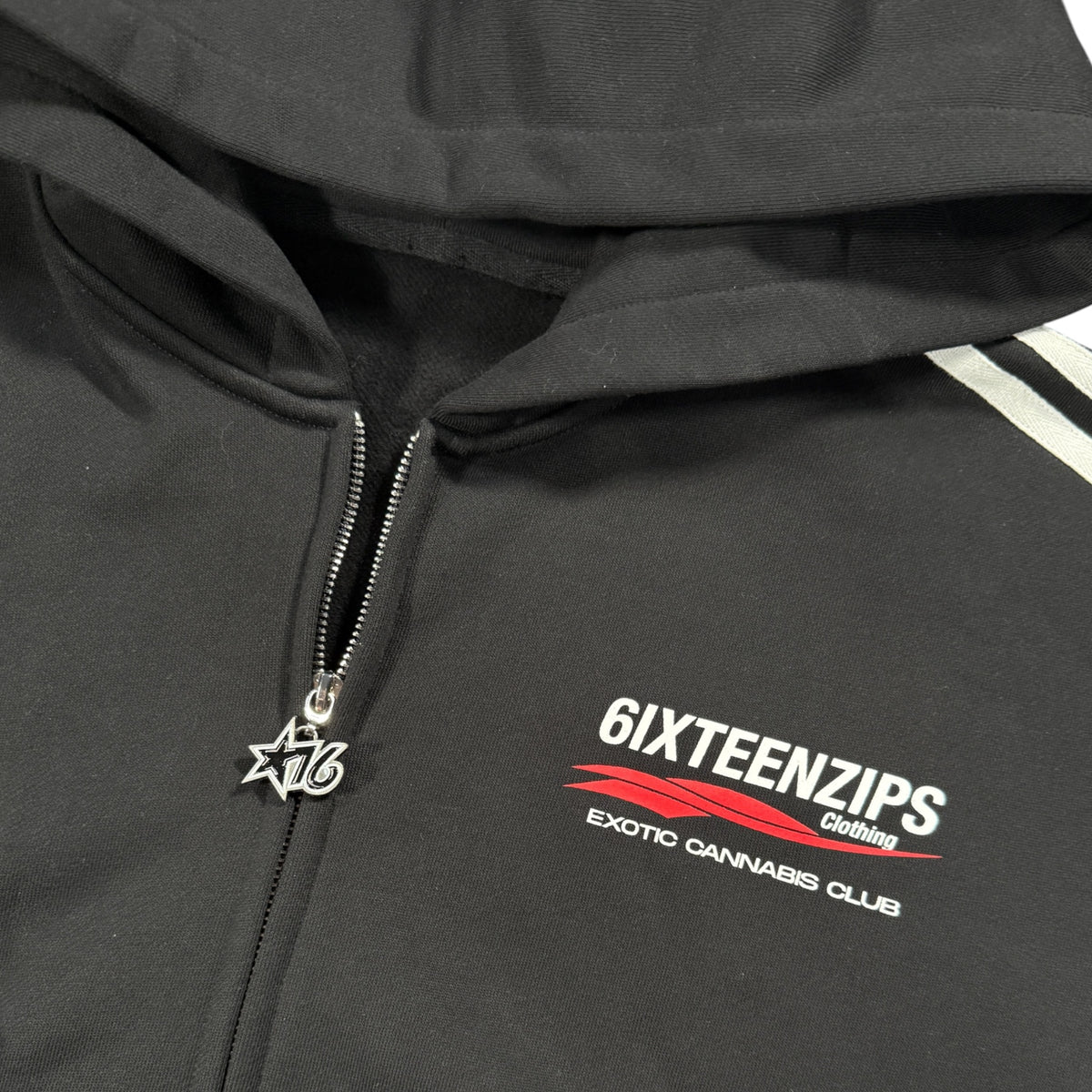 "ECC" Cotton Fleece Striped Boxy Zip-Up Hoodie (**PRE ORDER**)