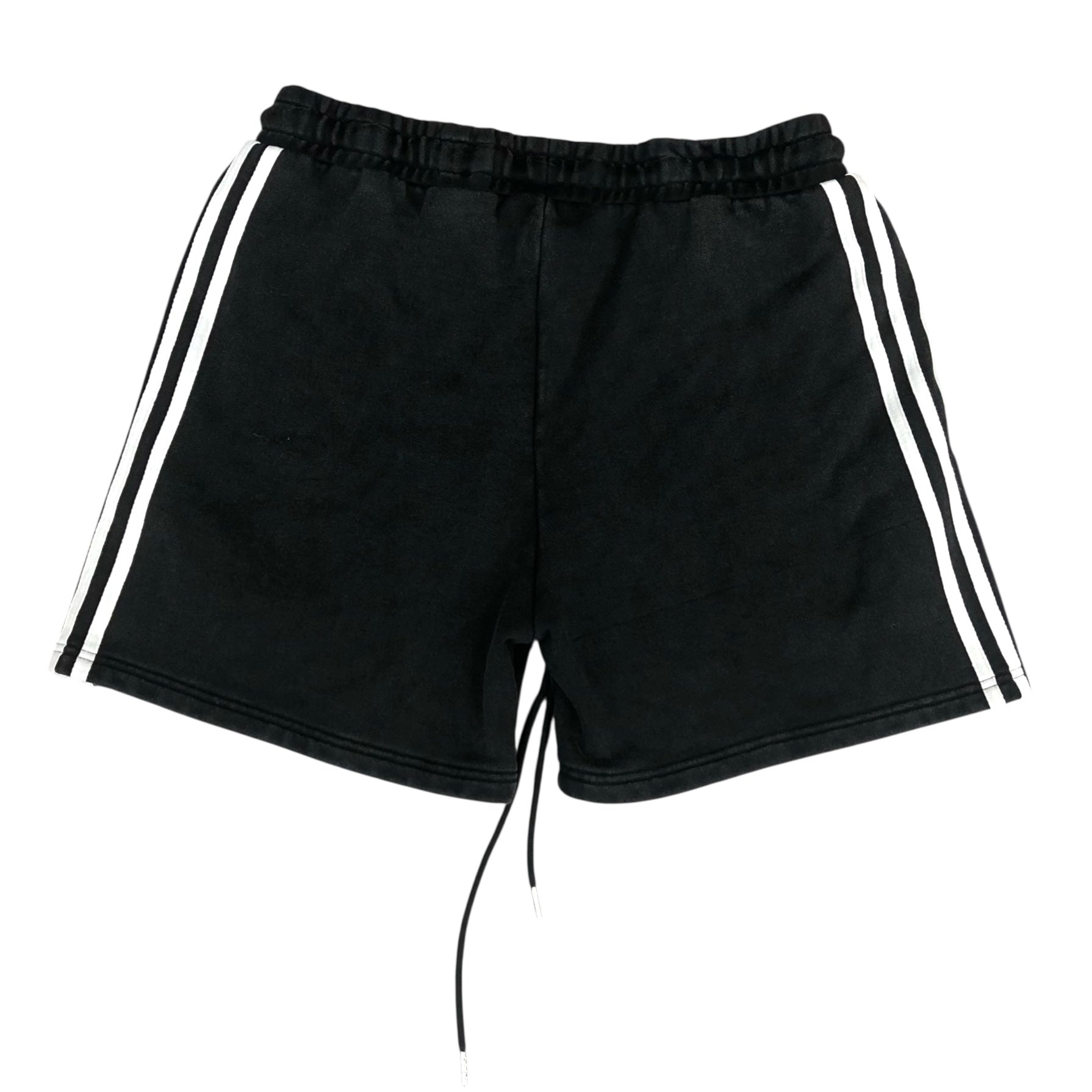 Black Acid Washed “Exotic Cannabis Club” Stripe Shorts - 6IXTEEN Zips