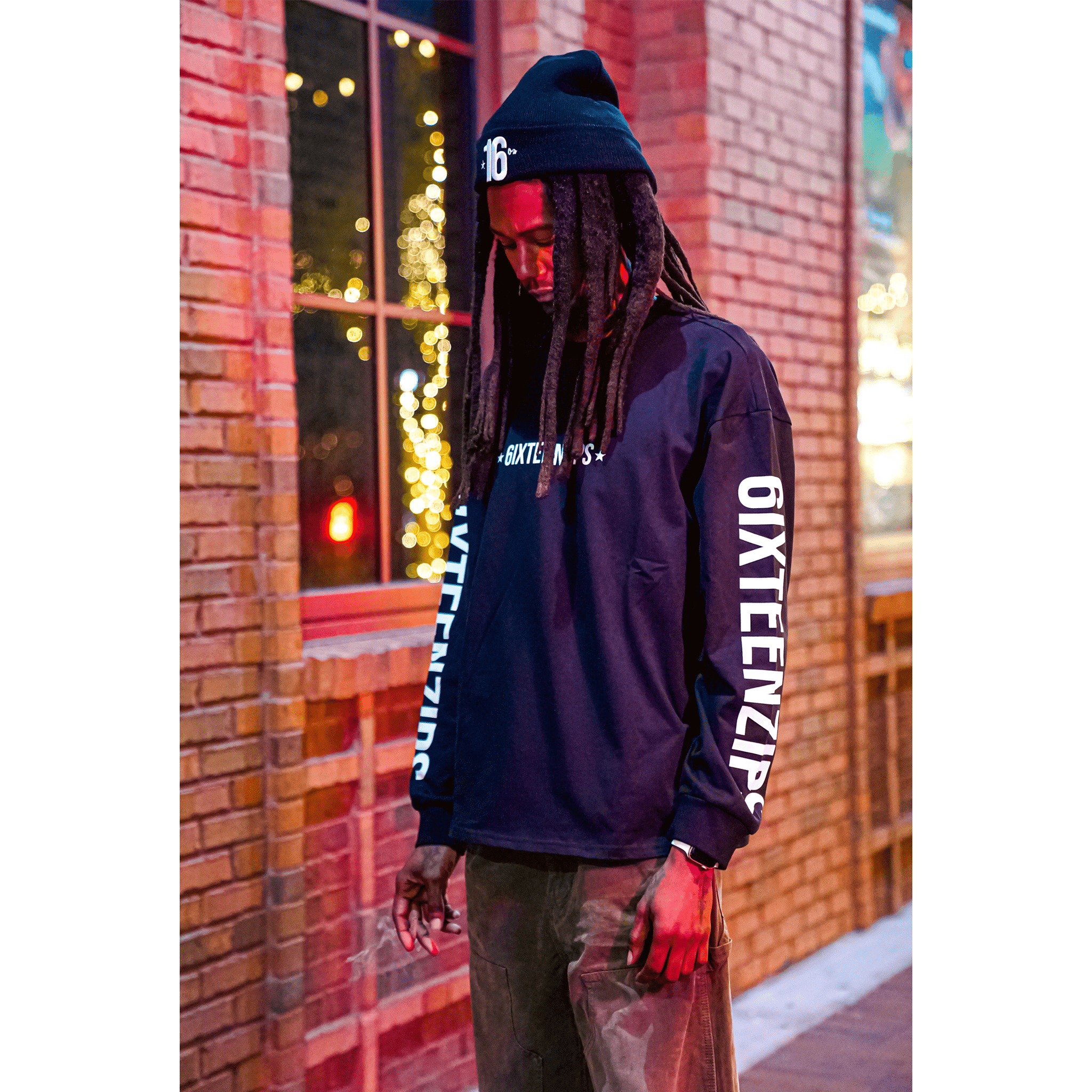 Black "ALLSTAR" Long Sleeve T-shirt - 6IXTEEN Zips