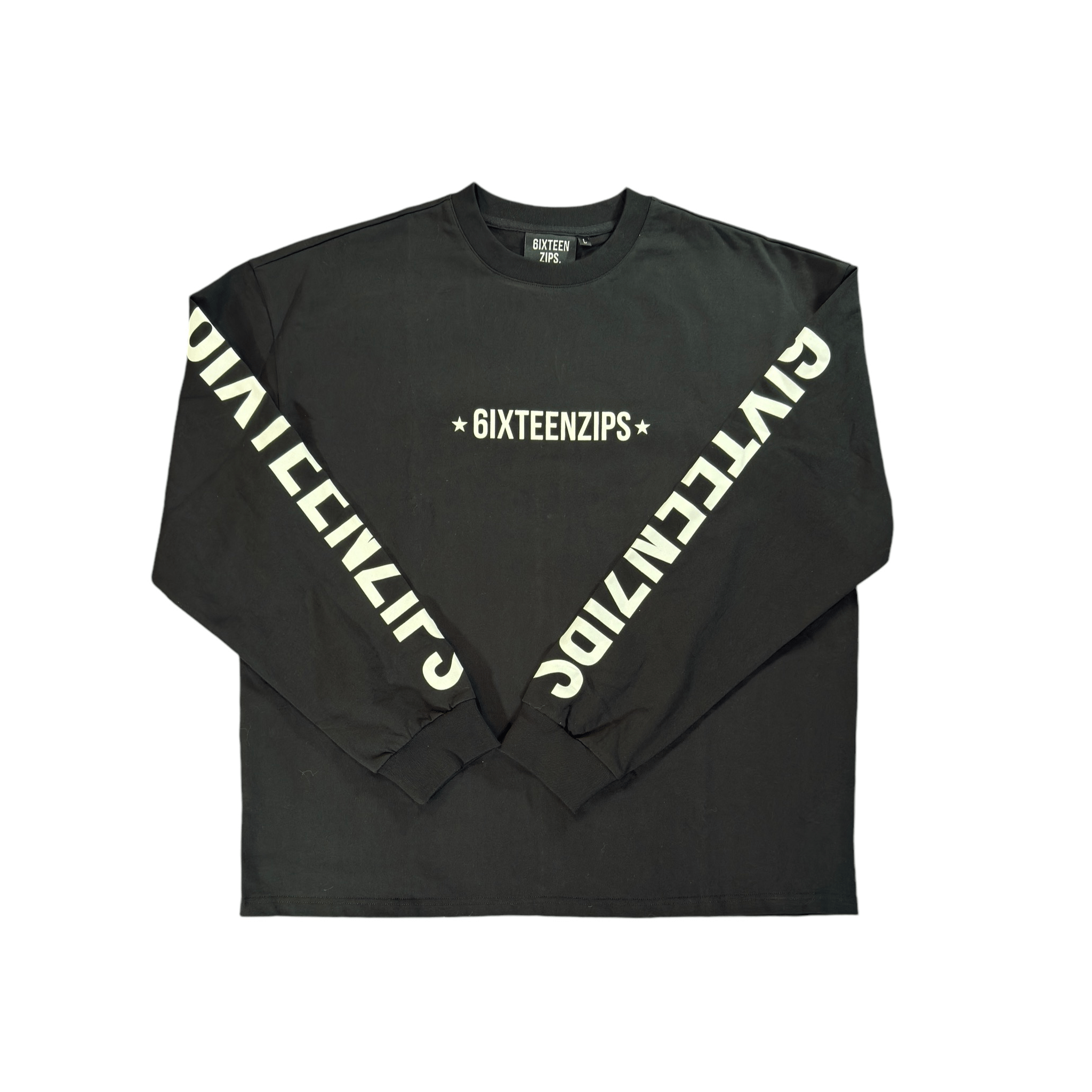 Black "ALLSTAR" Long Sleeve T-shirt - 6IXTEEN Zips