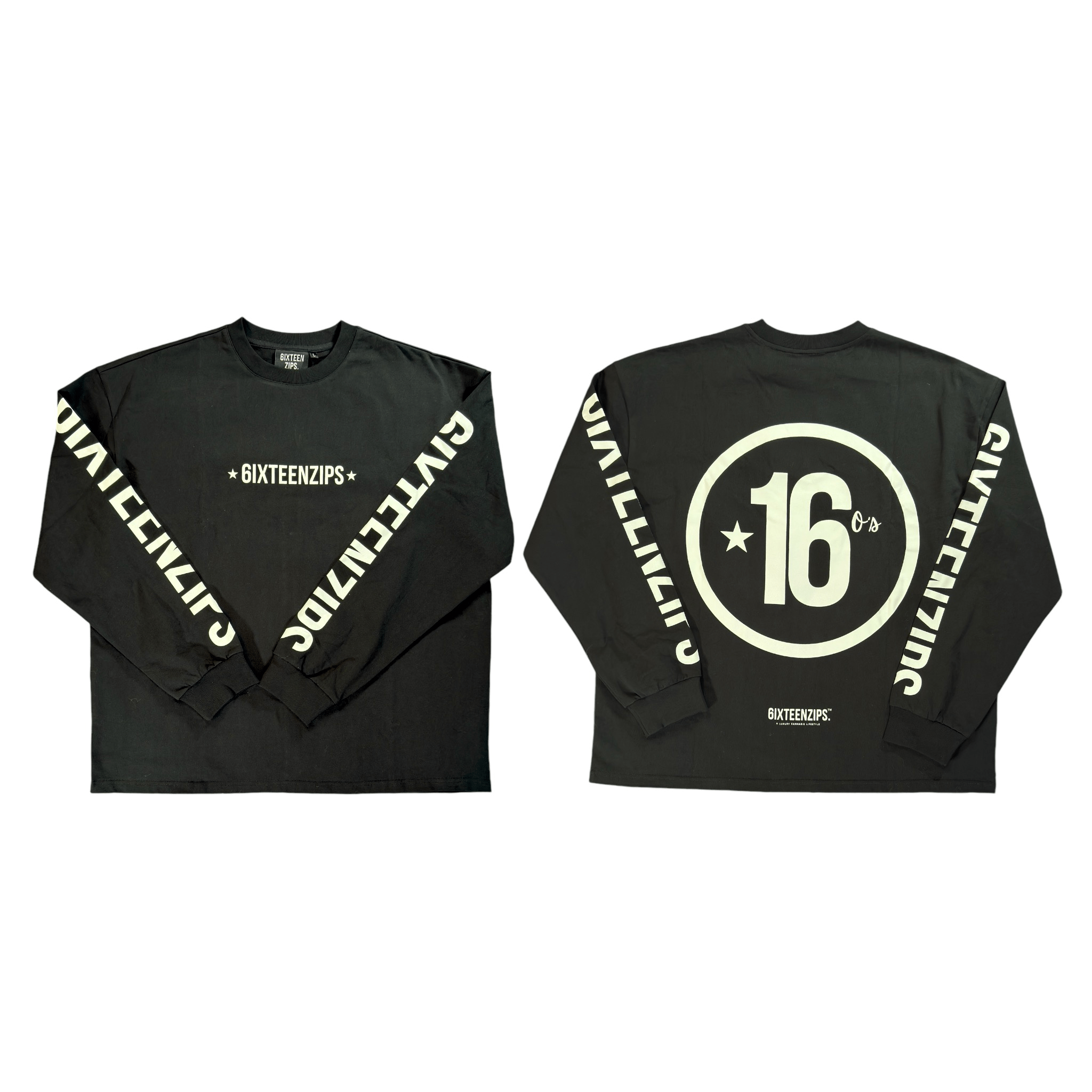 Black "ALLSTAR" Long Sleeve T-shirt - 6IXTEEN Zips