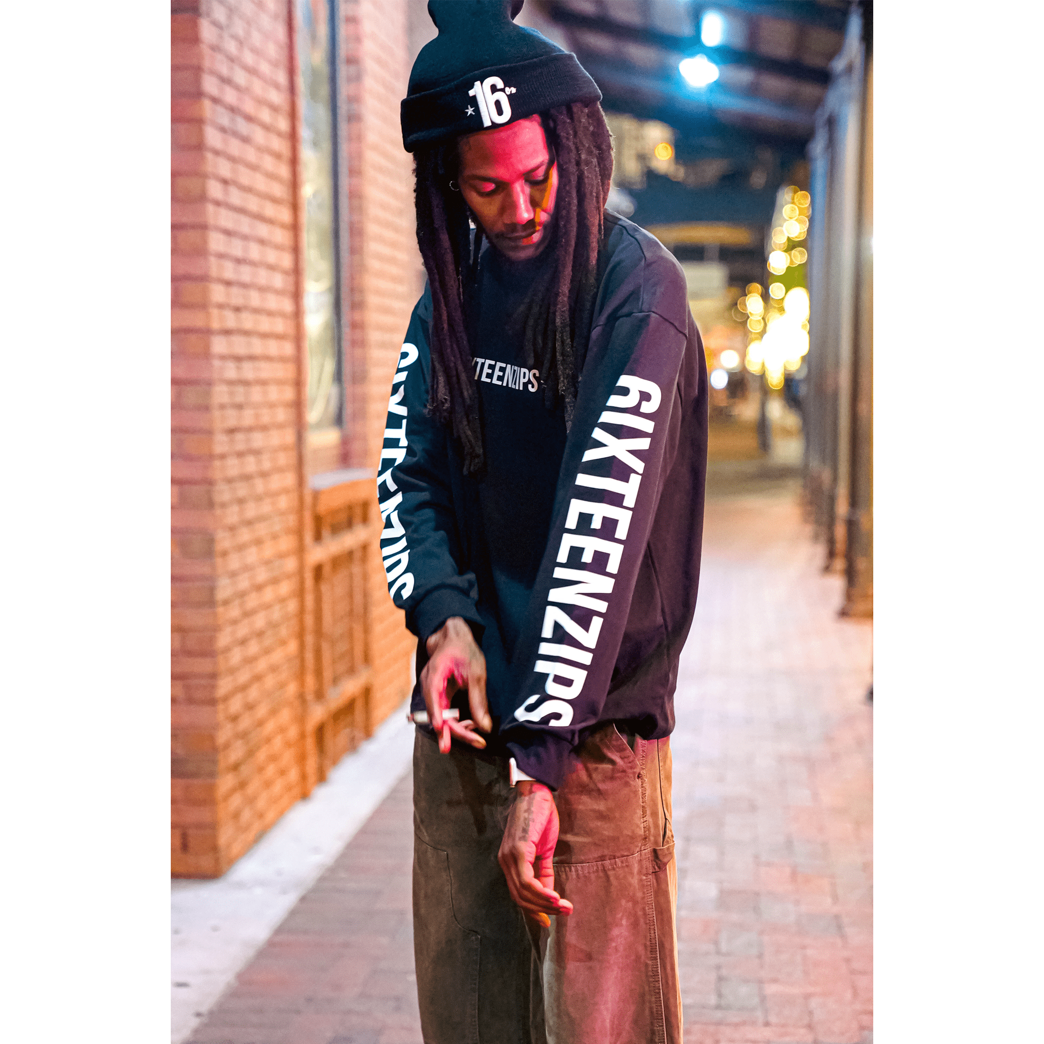 Black "ALLSTAR" Long Sleeve T-shirt - 6IXTEEN Zips