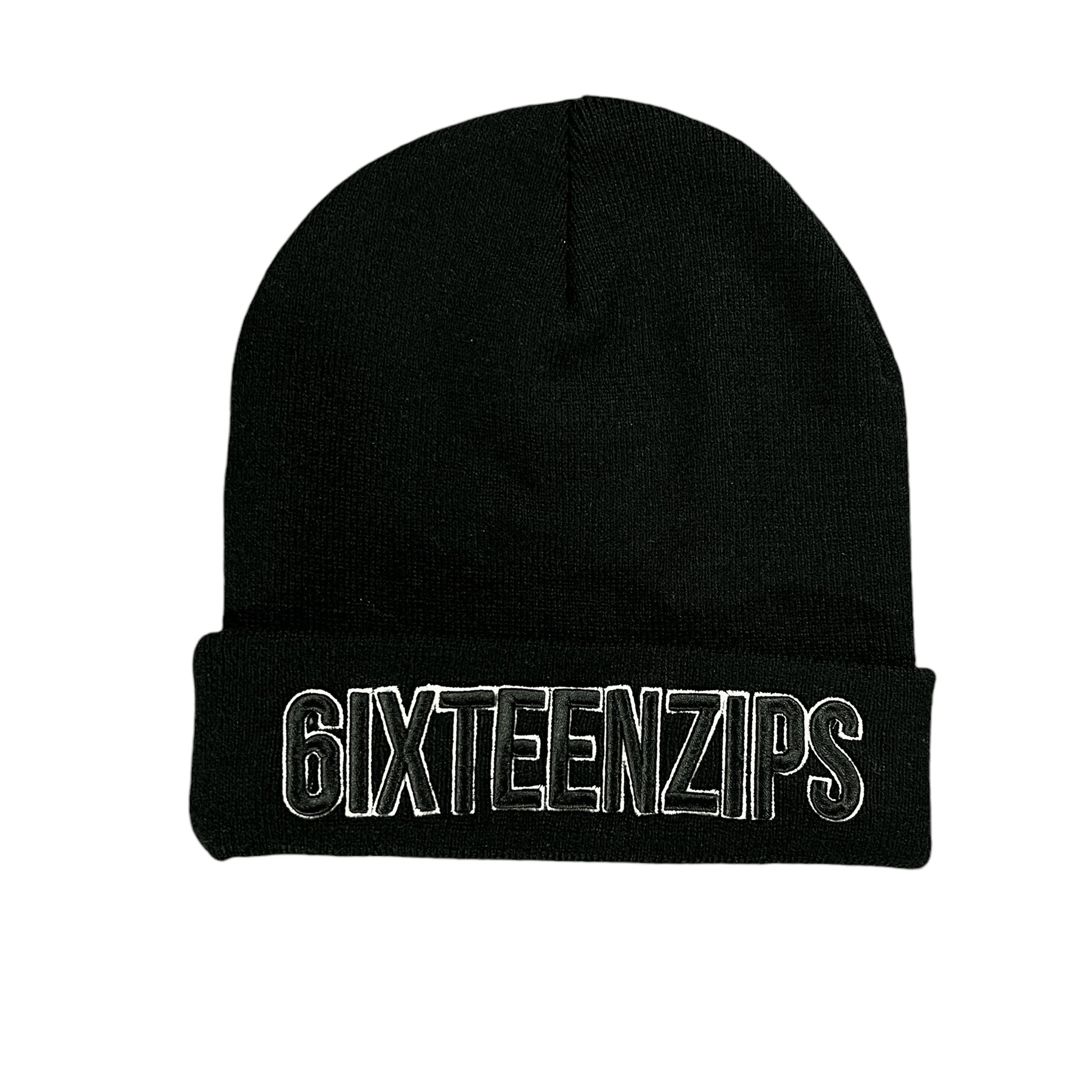 Black “Outline” Logo Beanie - 6IXTEEN Zips