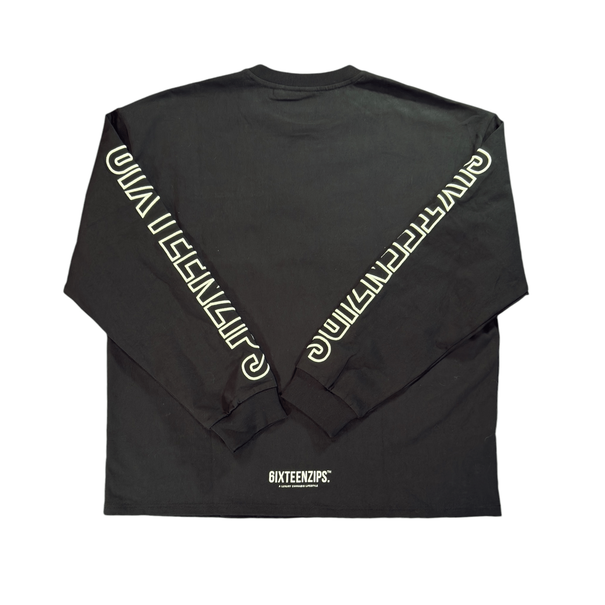 Black "Outline" Logo LongSleeve - 6IXTEEN Zips