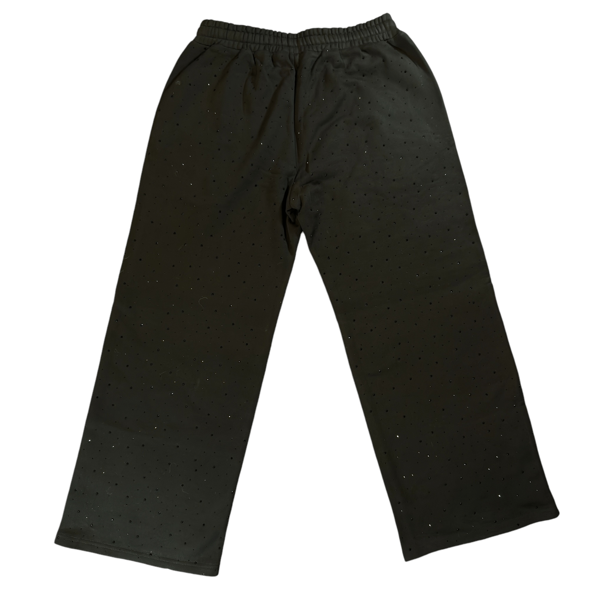 Black "Outline" Logo RhineStone Sweatpants - 6IXTEEN Zips