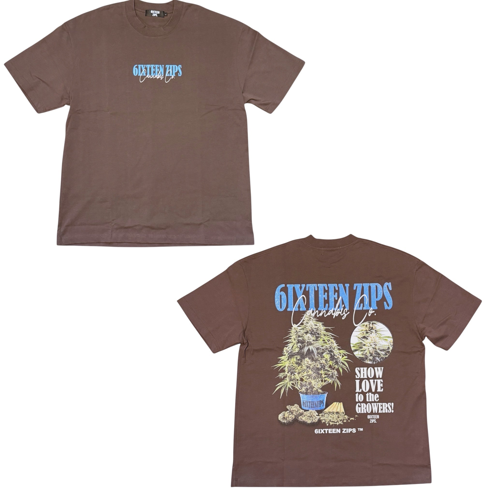 Brown “Show Love” Heavyweight Tee - 6IXTEEN Zips