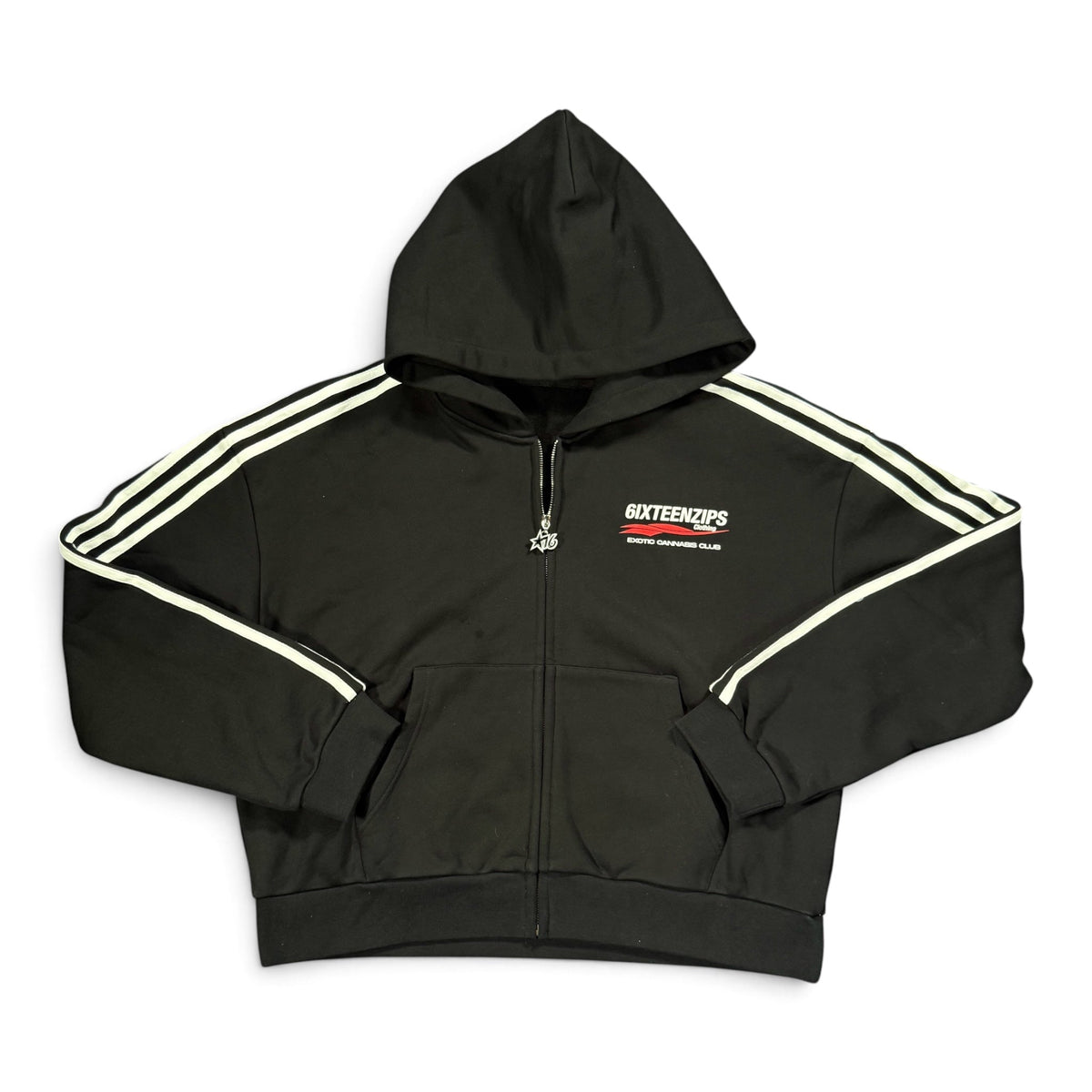 "ECC" Cotton Fleece Striped Boxy Zip-Up Hoodie (**PRE ORDER**) - 6IXTEEN Zips