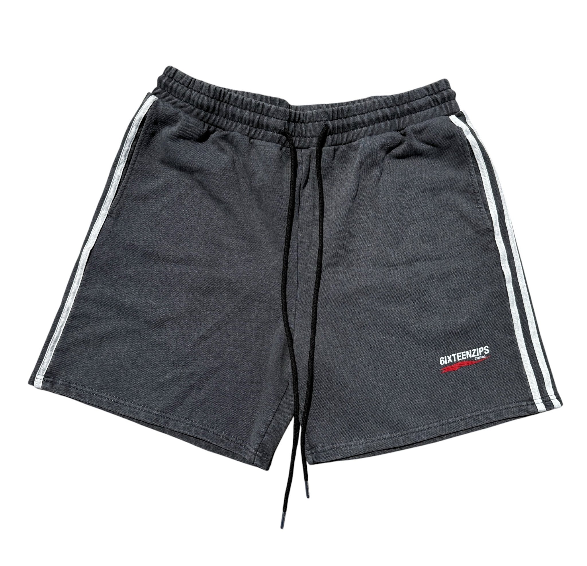 "Exotic Cannabis Club" Acid Wash Striped Shorts - 6IXTEEN Zips
