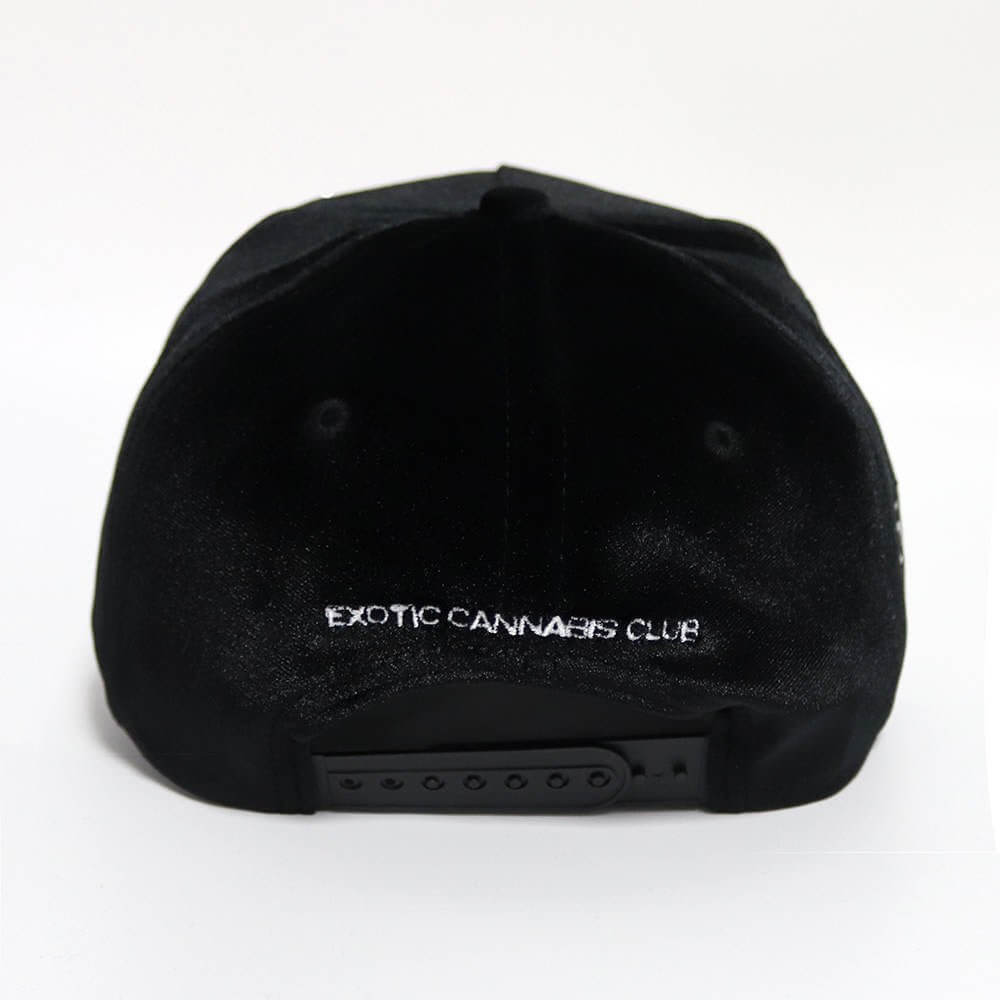 “Exotic Cannabis Club” Black Velvet Trucker Hat - 6iXTEEN Zips