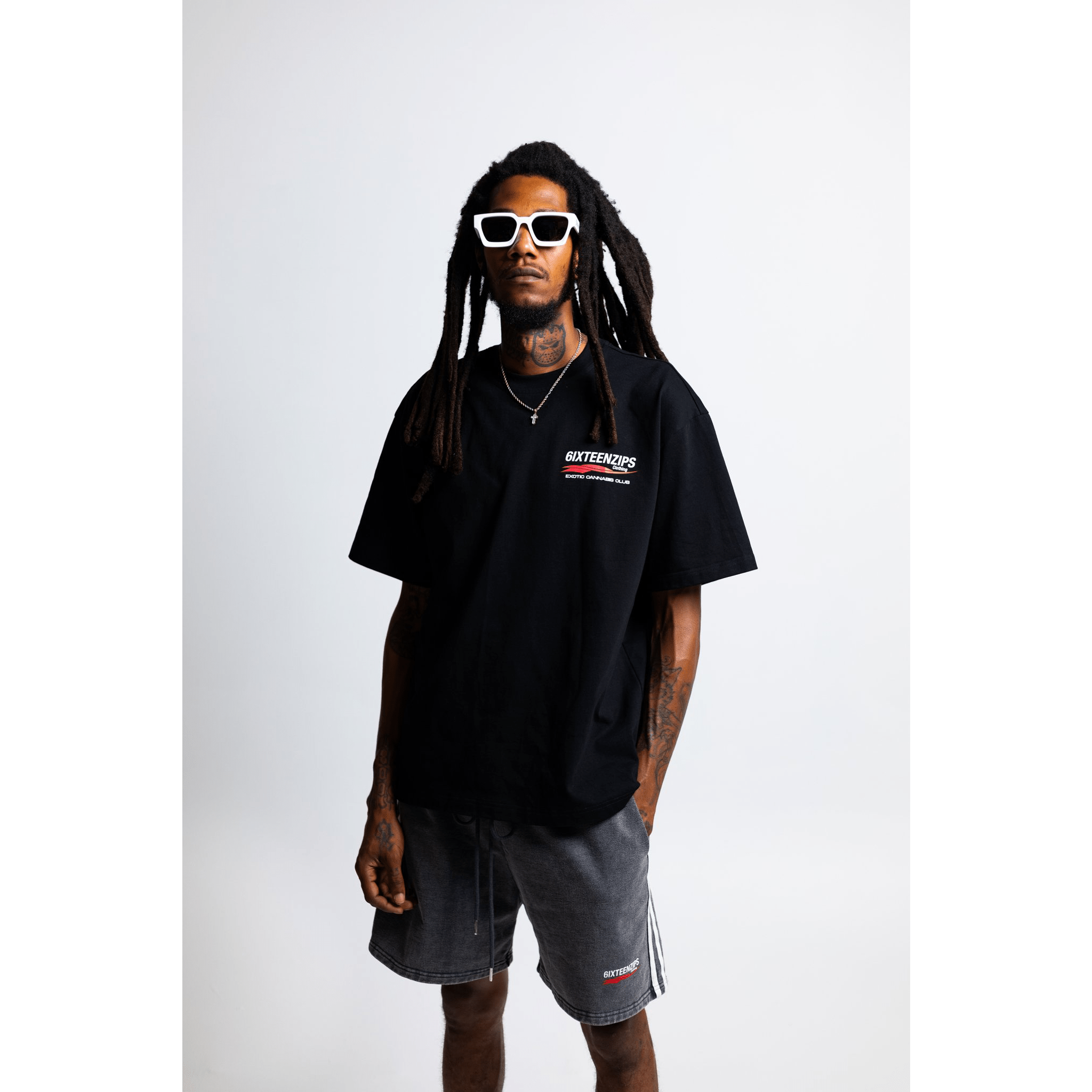 "Exotic Cannabis Club" Heavyweight Luxury Black Tee - 6IXTEEN Zips