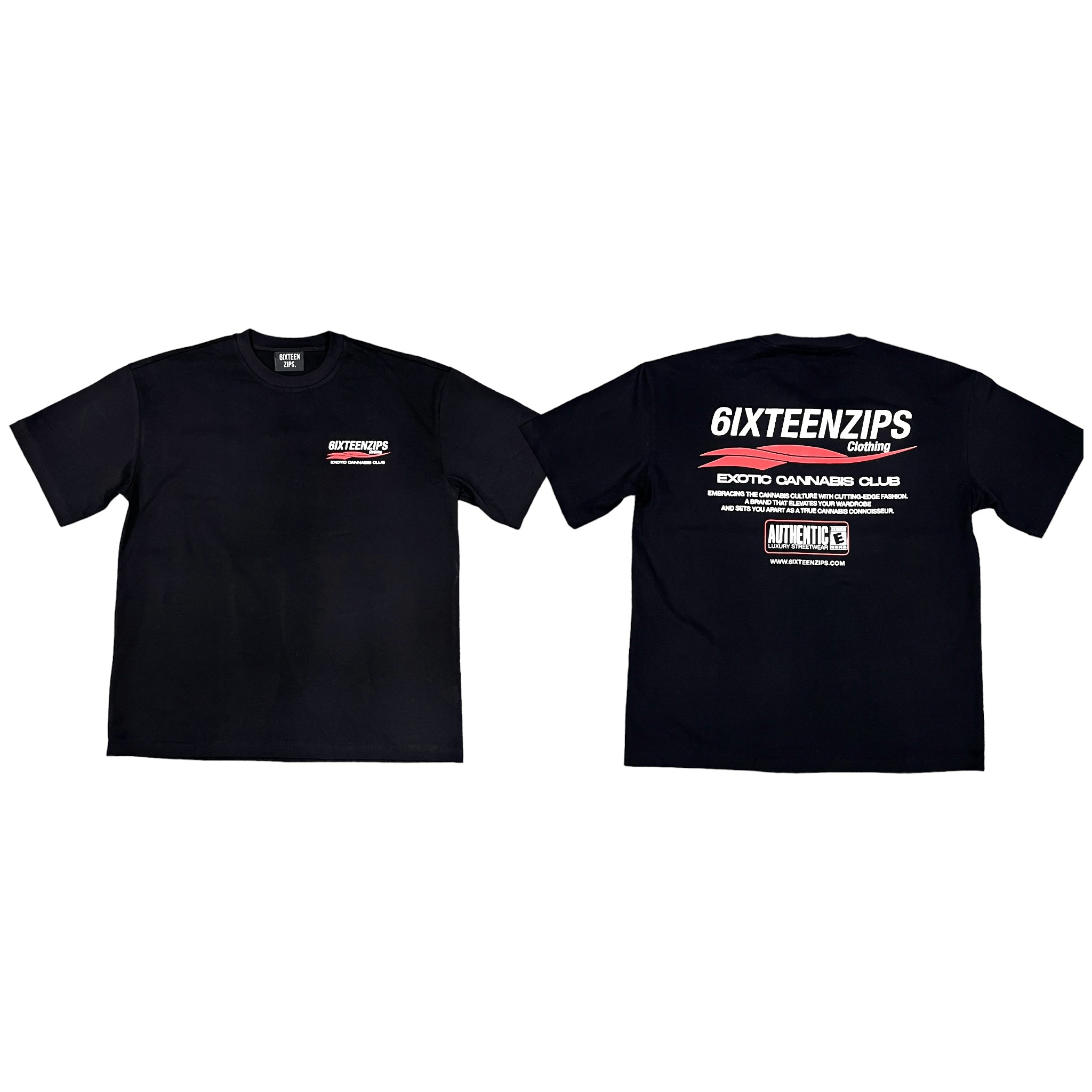 "Exotic Cannabis Club" Heavyweight Luxury Black Tee - 6IXTEEN Zips