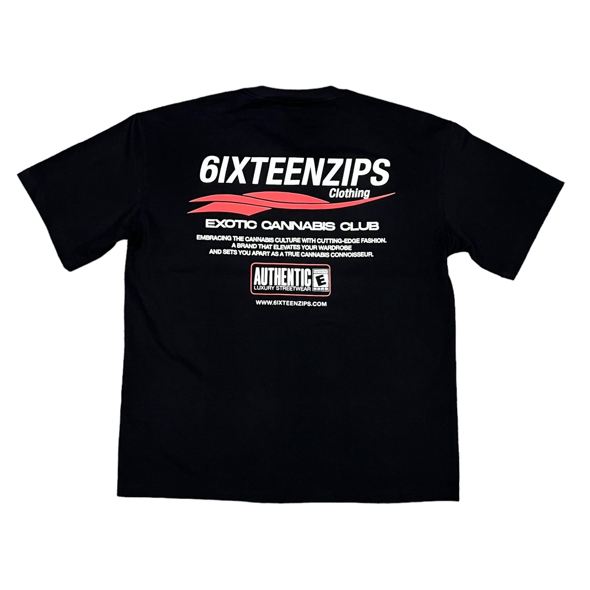 "Exotic Cannabis Club" Heavyweight Luxury Black Tee - 6IXTEEN Zips