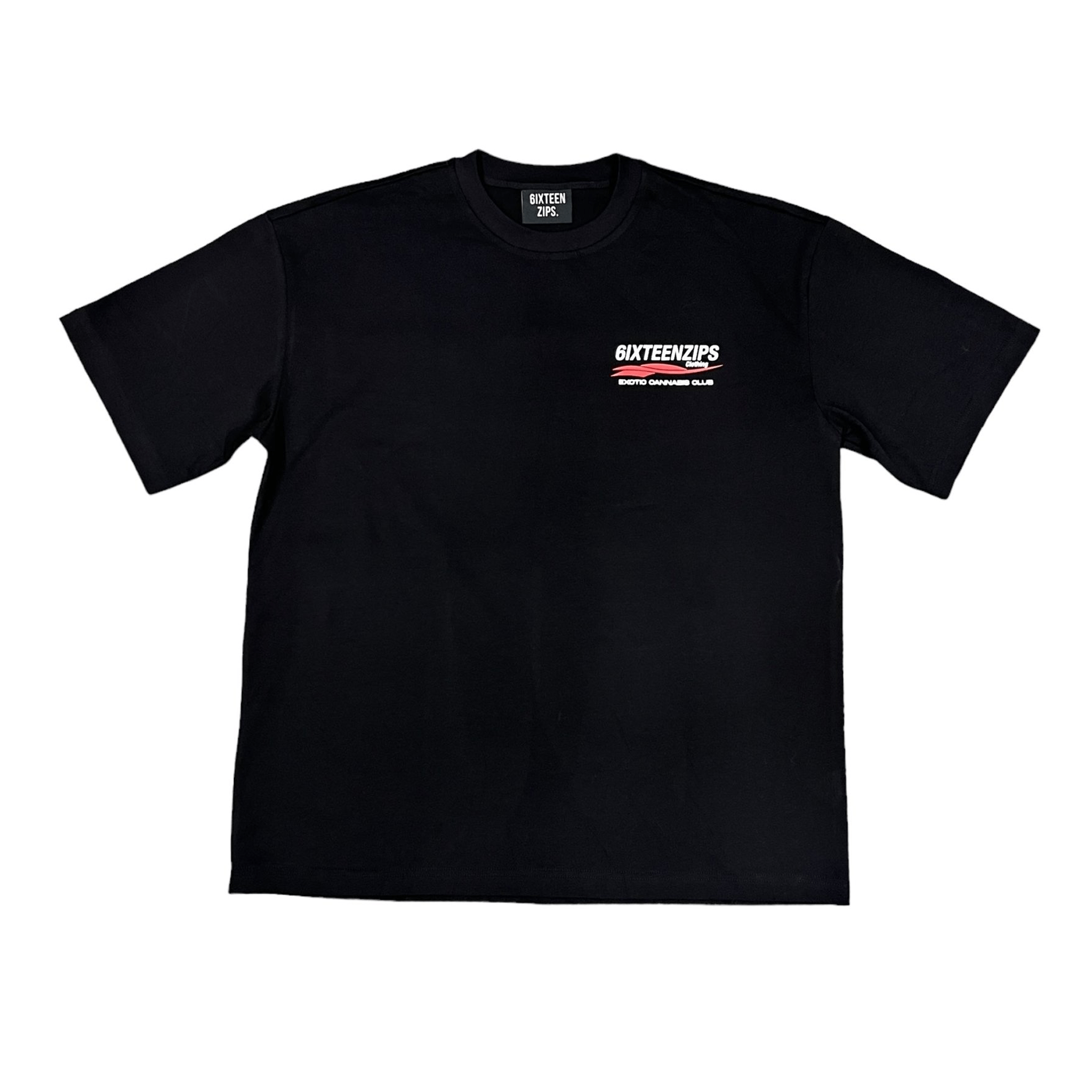 "Exotic Cannabis Club" Heavyweight Luxury Black Tee - 6IXTEEN Zips
