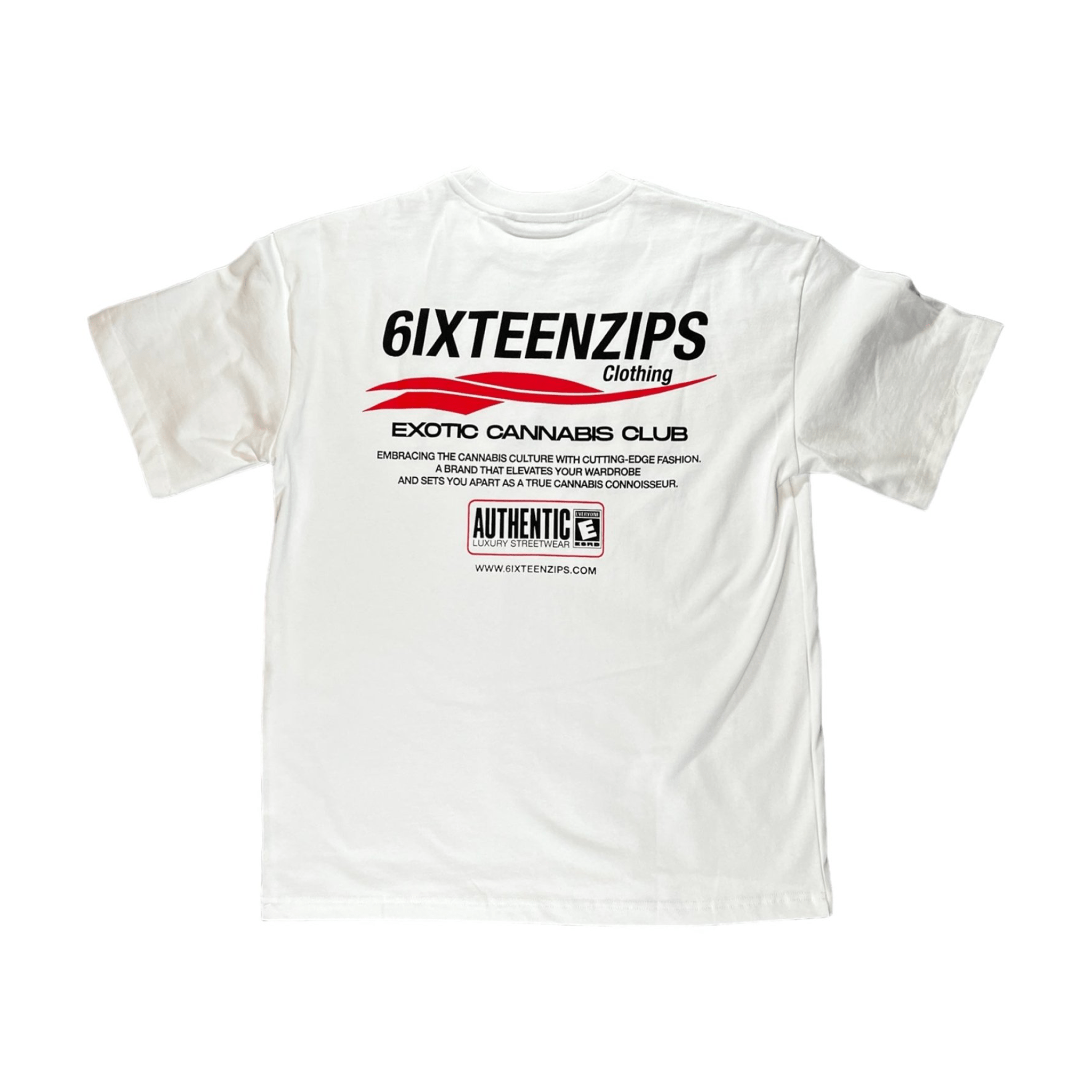 “Exotic Cannabis Club” Heavyweight Luxury White Tee - 6IXTEEN Zips