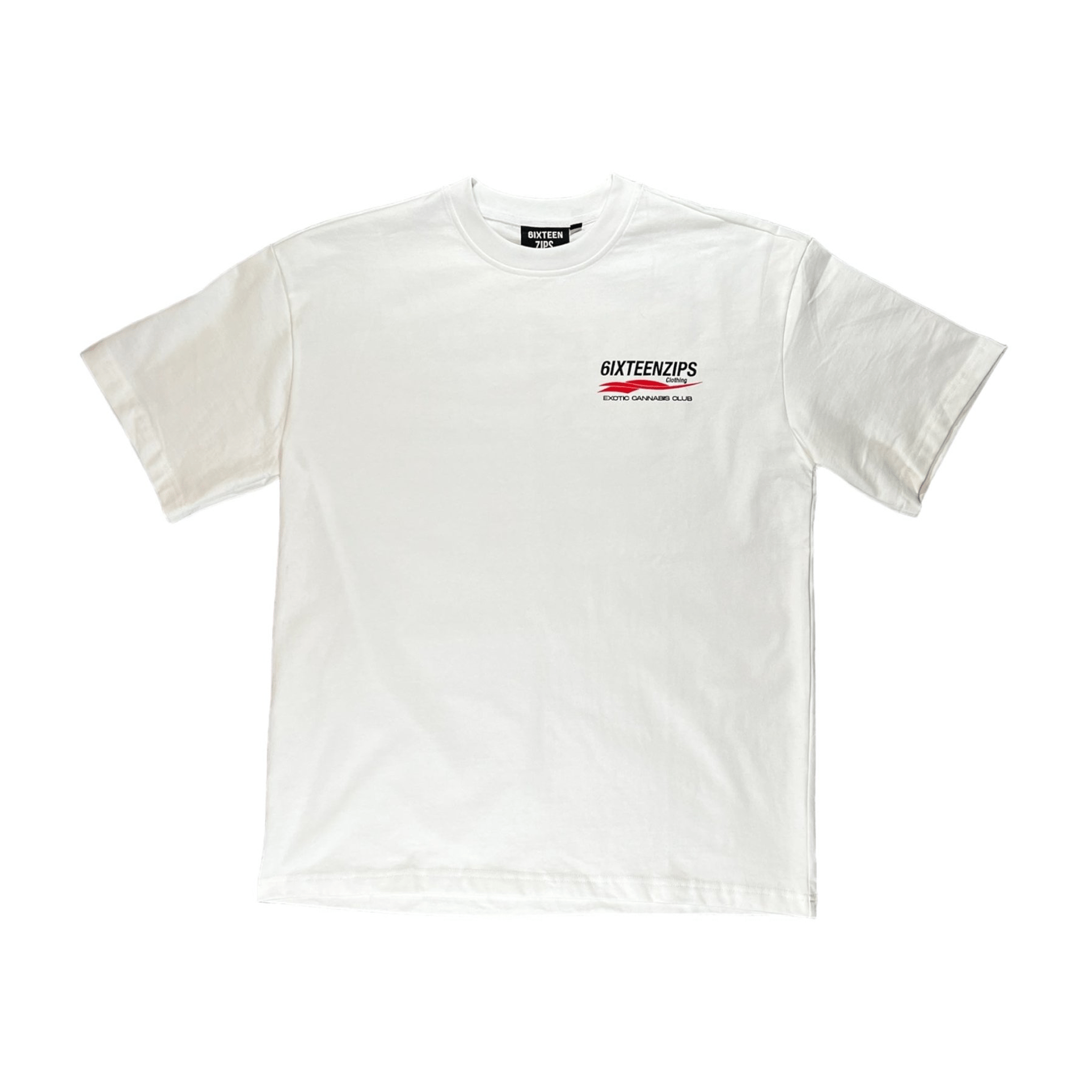 “Exotic Cannabis Club” Heavyweight Luxury White Tee - 6IXTEEN Zips