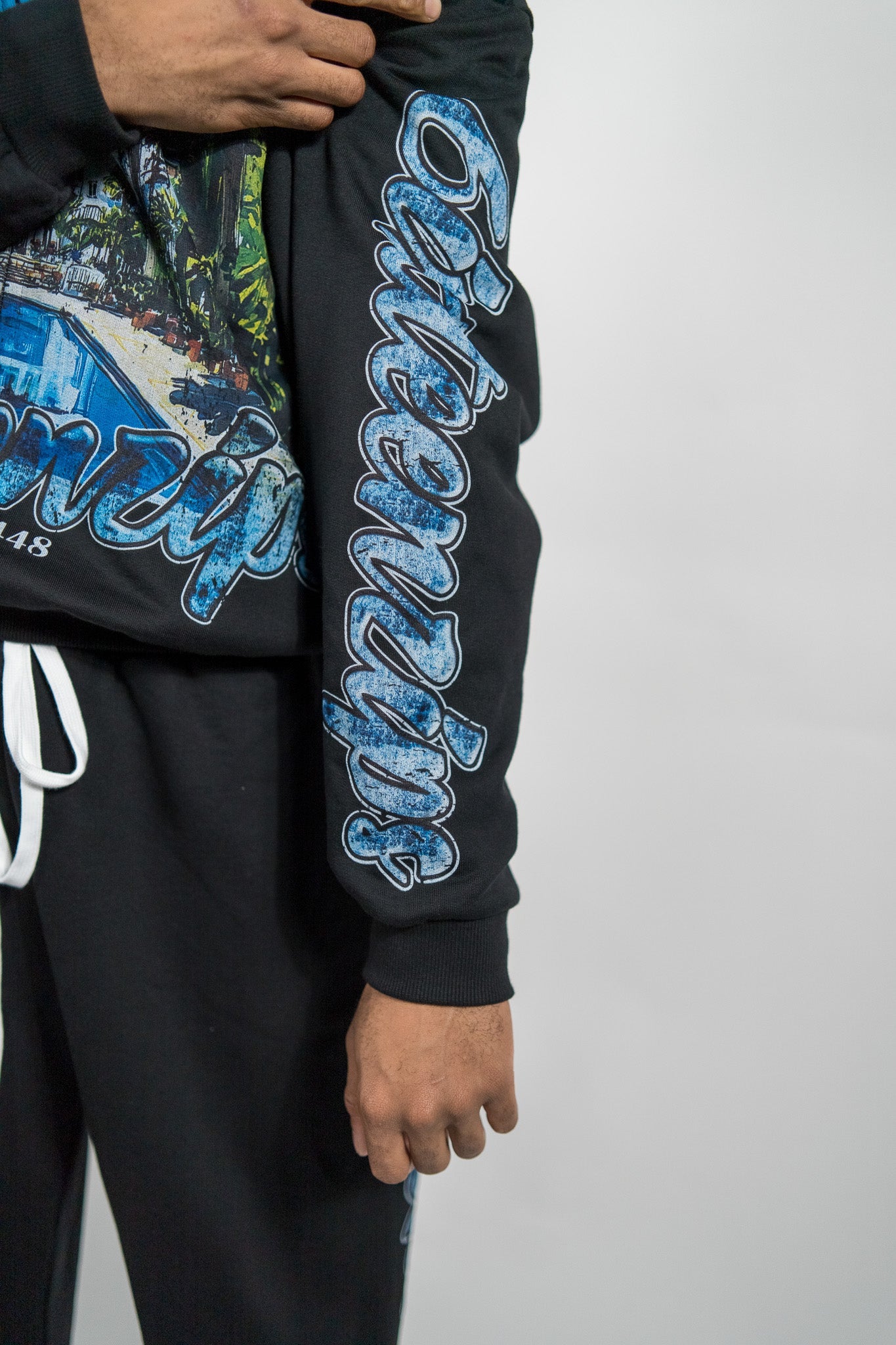 "Hidden Hills" Black French Terry Zip Up Hoodie - 6IXTEEN Zips