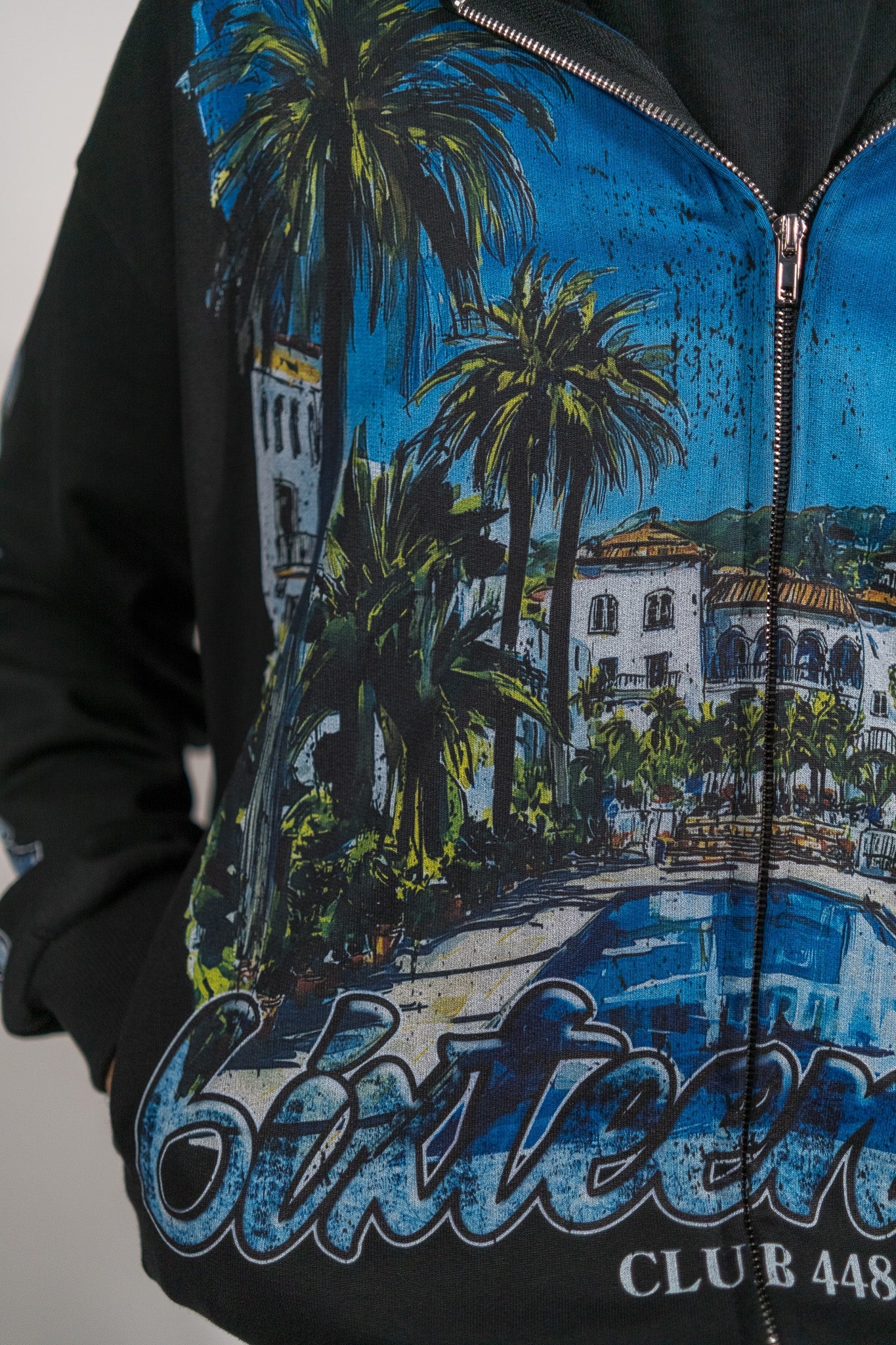 "Hidden Hills" Black French Terry Zip Up Hoodie - 6IXTEEN Zips