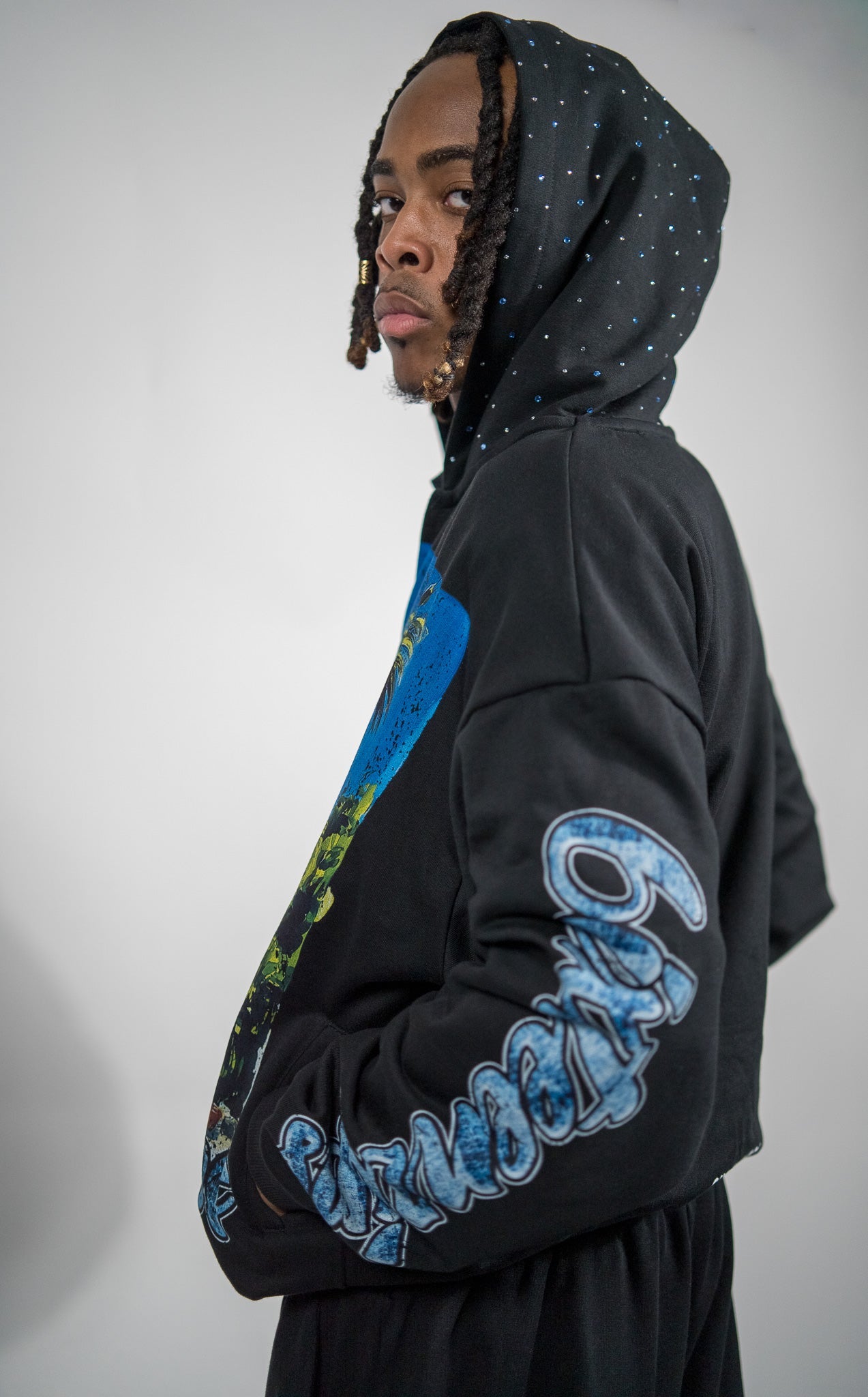 "Hidden Hills" Black French Terry Zip Up Hoodie - 6IXTEEN Zips