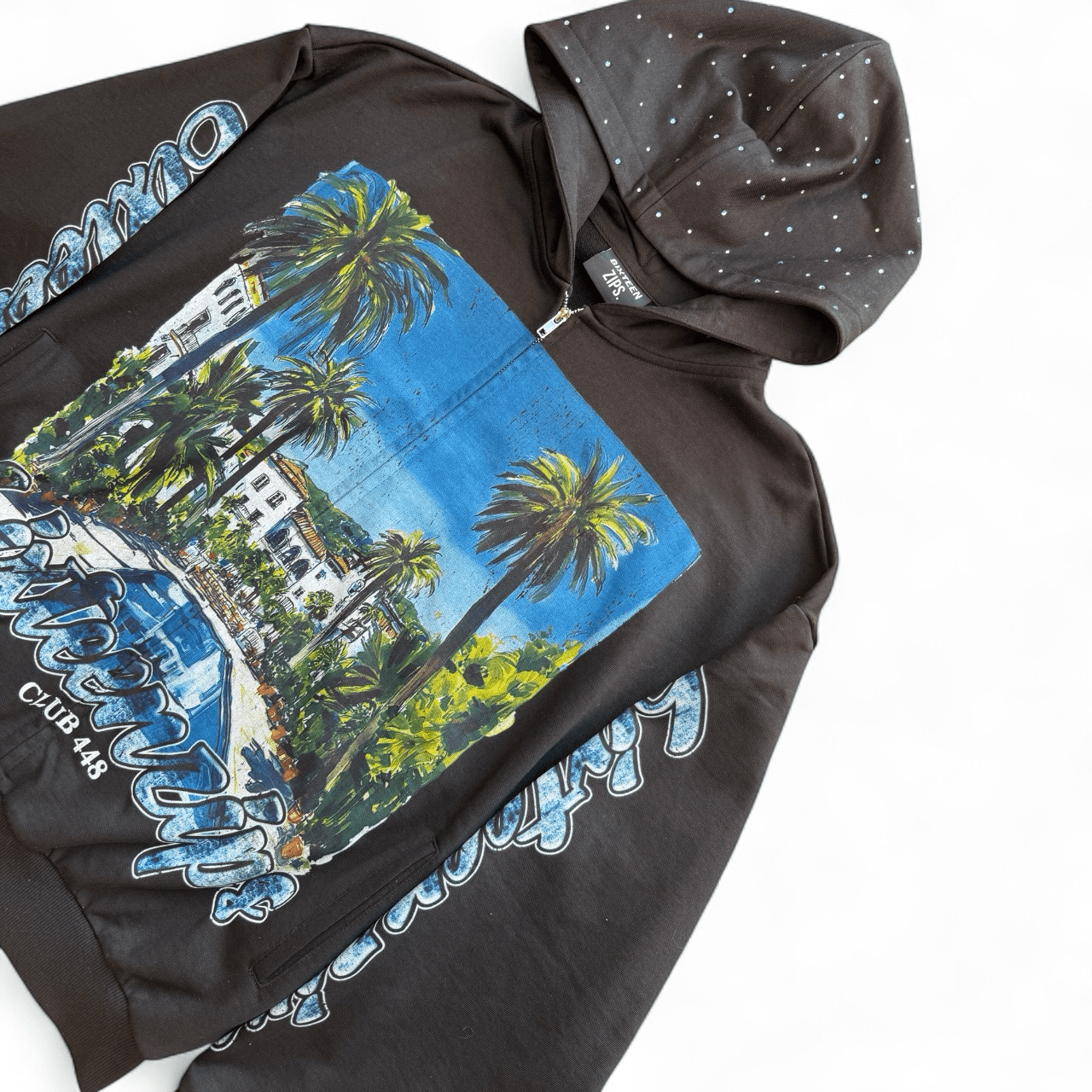 "Hidden Hills" Black French Terry Zip Up Hoodie - 6IXTEEN Zips