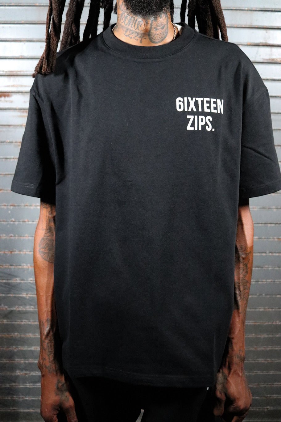 "OG LOGO" Black TradeMark Heavyweight Boxy T-Shirt - 6IXTEEN Zips