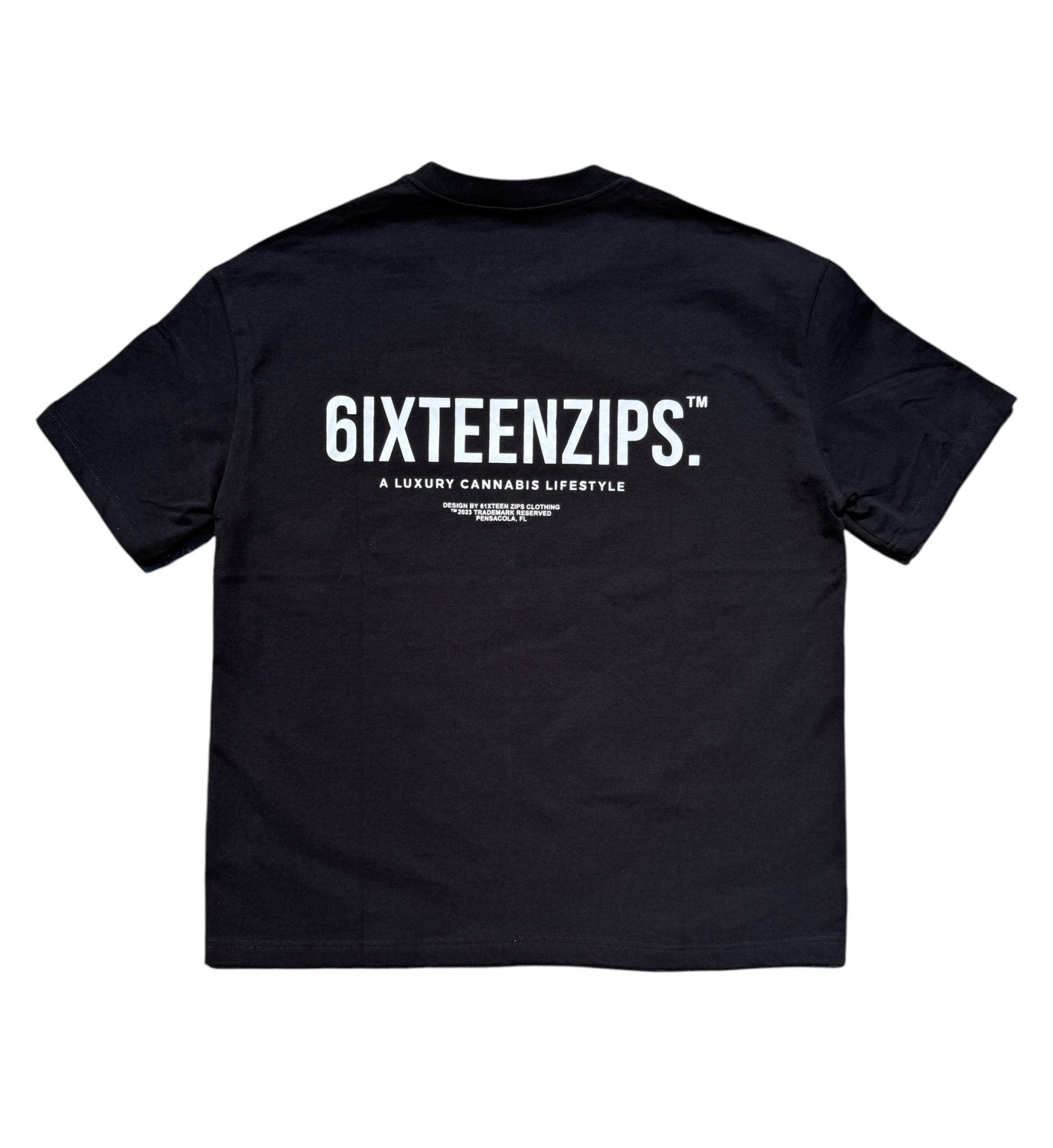 "OG LOGO" Black TradeMark Heavyweight Boxy T-Shirt - 6IXTEEN Zips