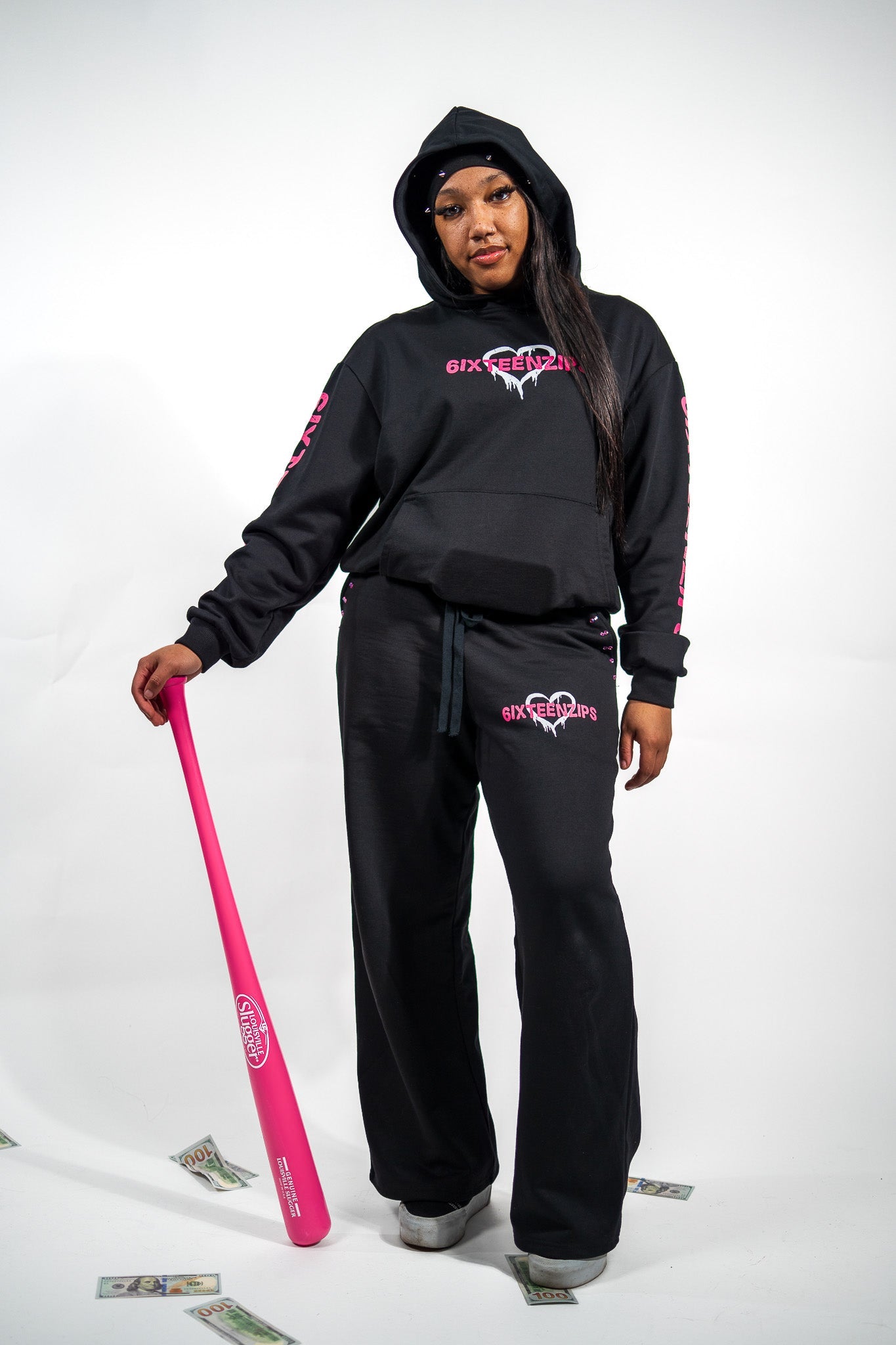"Pretty Girls Love 6ixteenzips" Black/Pink Pullover Hoodie - 6IXTEEN Zips