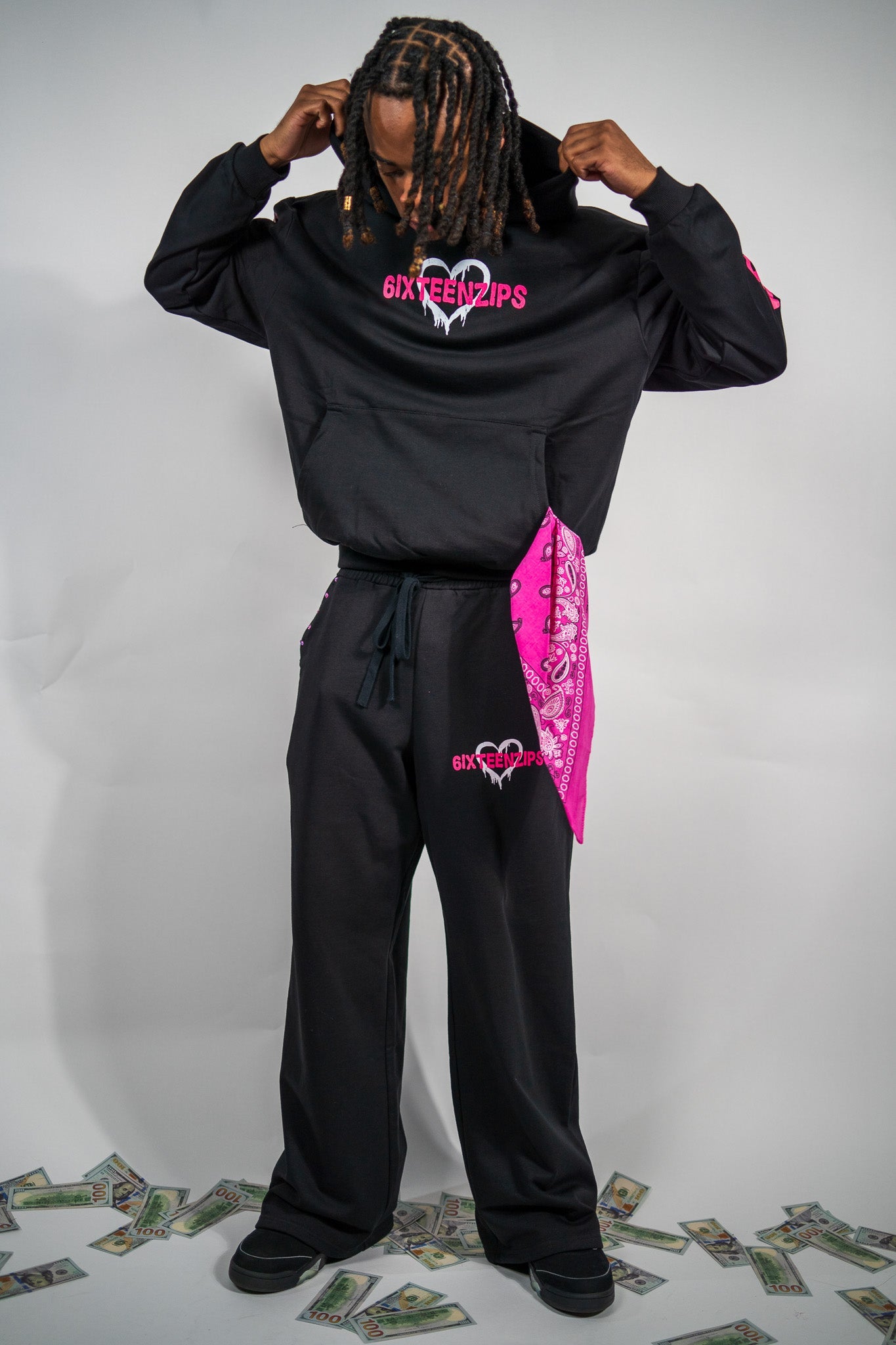 "Pretty Girls Love 6ixteenzips" Rhinestone Sweatpants - 6IXTEEN Zips