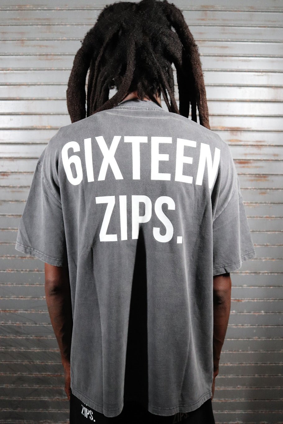 "The Universal Language" Charcoal Acid Washed Boxy T-shirt - 6IXTEEN Zips