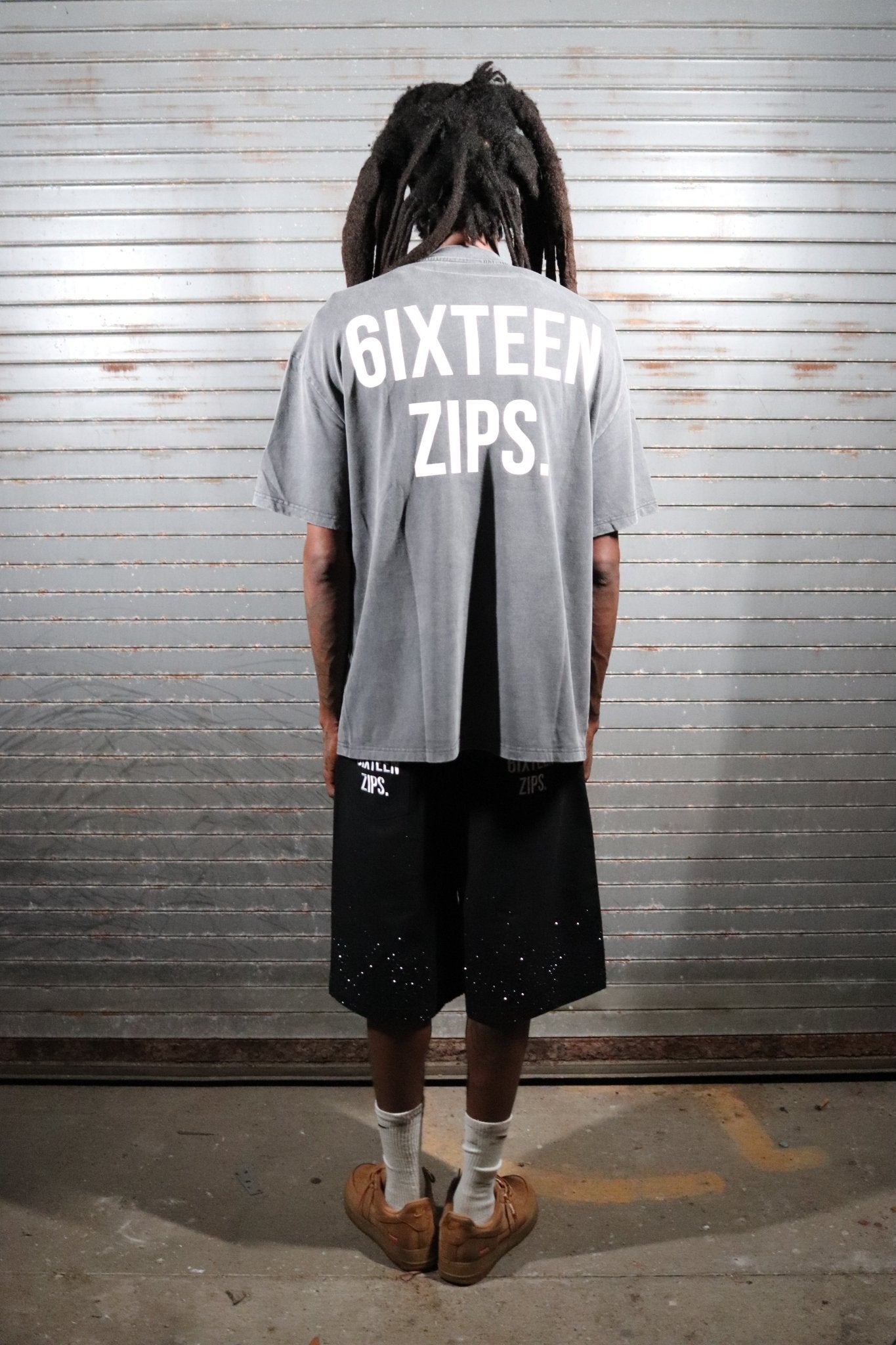 "The Universal Language" Charcoal Acid Washed Boxy T-shirt - 6IXTEEN Zips