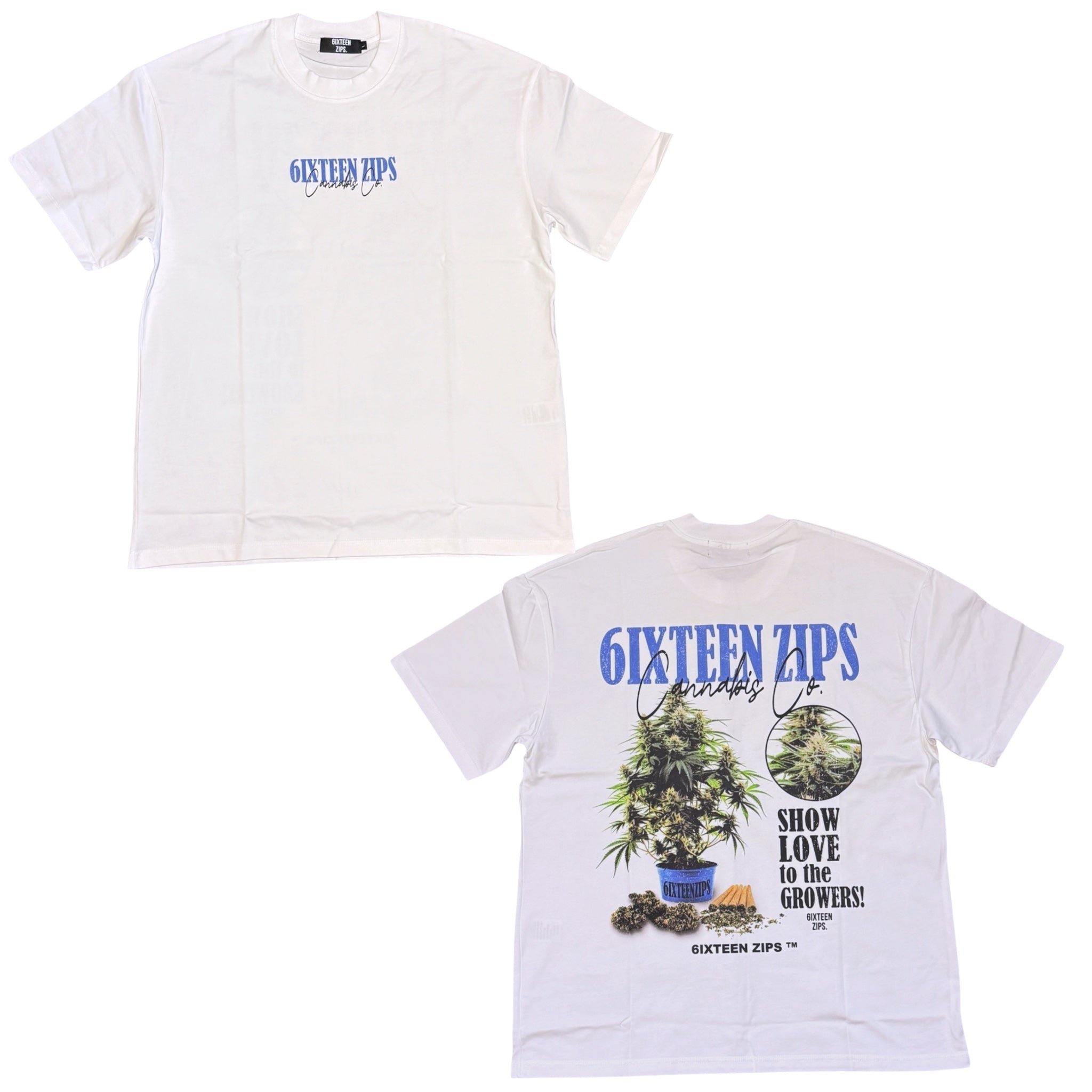 White “Show Love” Heavyweight Tee - 6IXTEEN Zips
