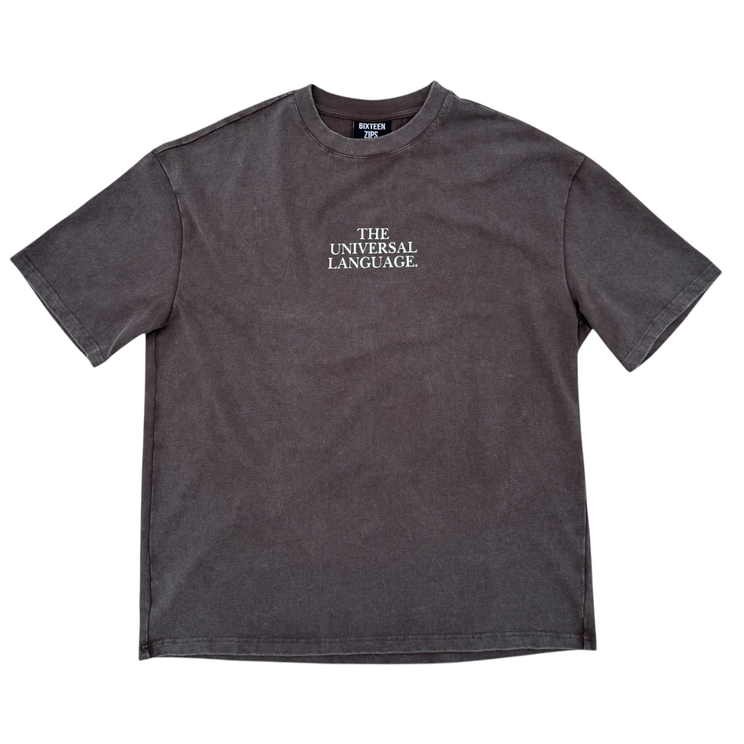 **PRE-ORDER** "The Universal Language" Brown Acid Washed Oversized Boxy T-shirt