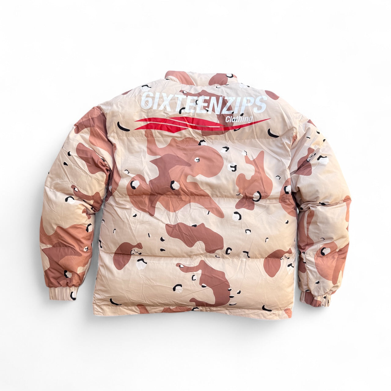 “ECC” Desert Camo/Red Reversible Puffer Jacket **PRE-ORDER** (Read Description)
