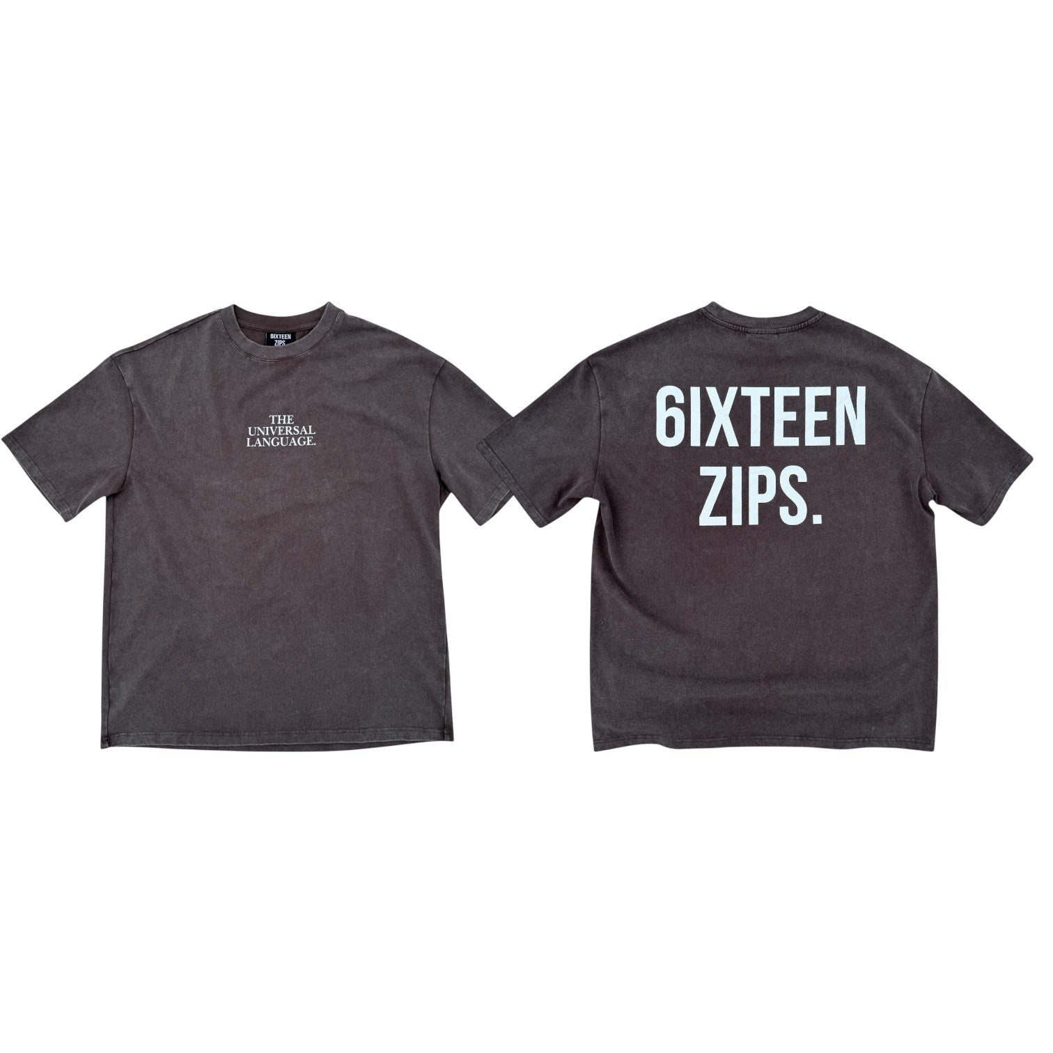 **PRE-ORDER** "The Universal Language" Brown Acid Washed Oversized Boxy T-shirt