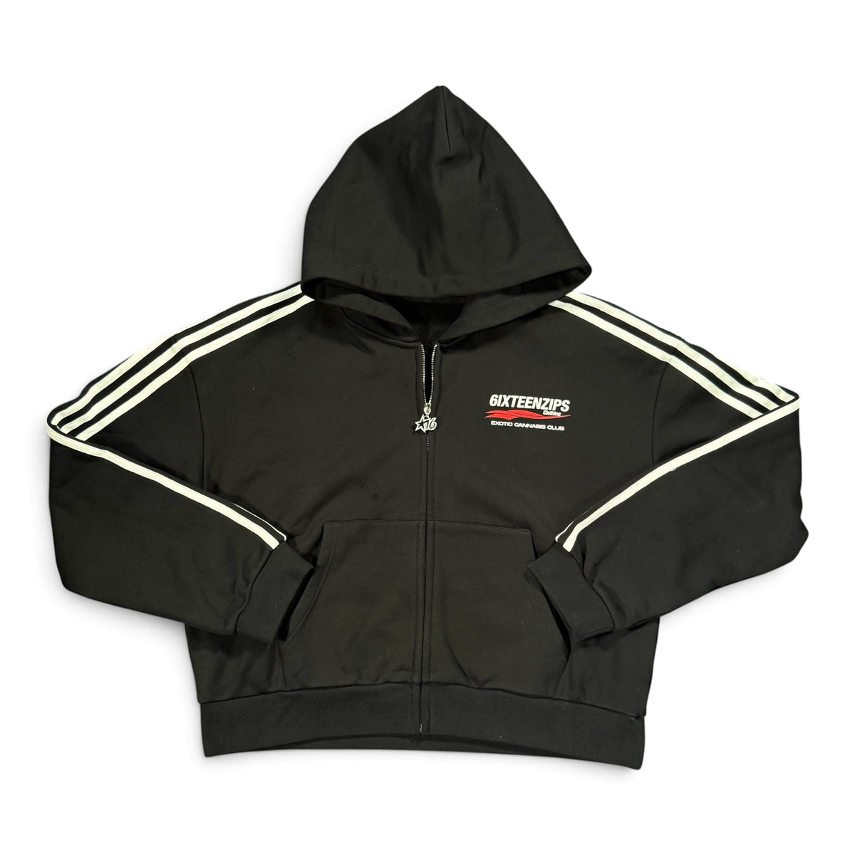 "ECC" Cotton Fleece Striped Boxy Zip-Up Hoodie (**PRE ORDER**)