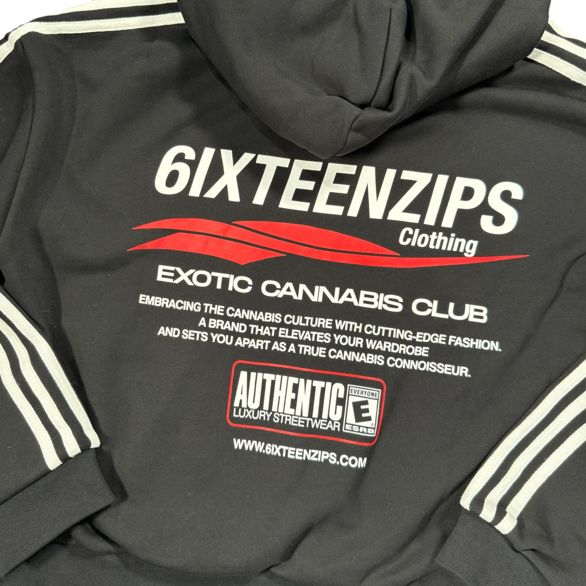 "ECC" Cotton Fleece Striped Boxy Zip-Up Hoodie (**PRE ORDER**)