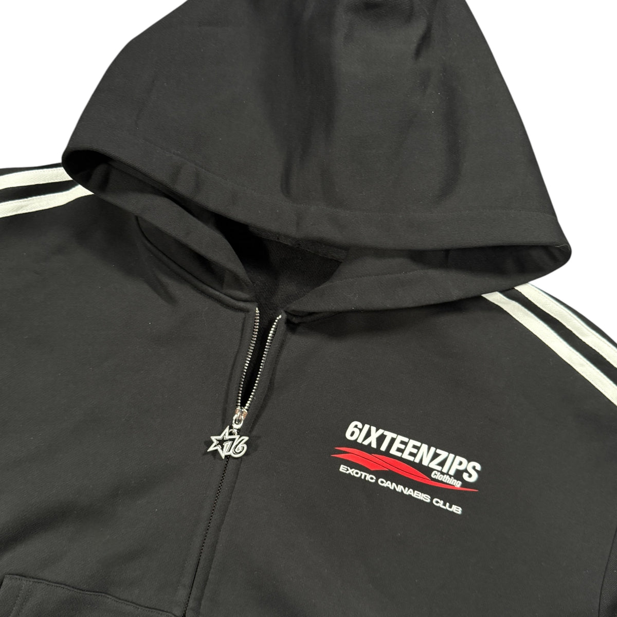 "ECC" Cotton Fleece Striped Boxy Zip-Up Hoodie (**PRE ORDER**)