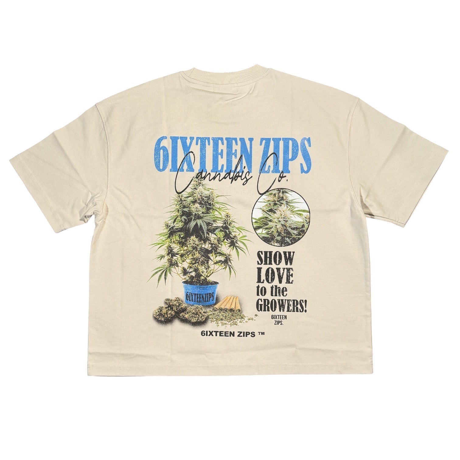 Beige “Show Love” Boxy Heavyweight Tee - 6IXTEEN Zips