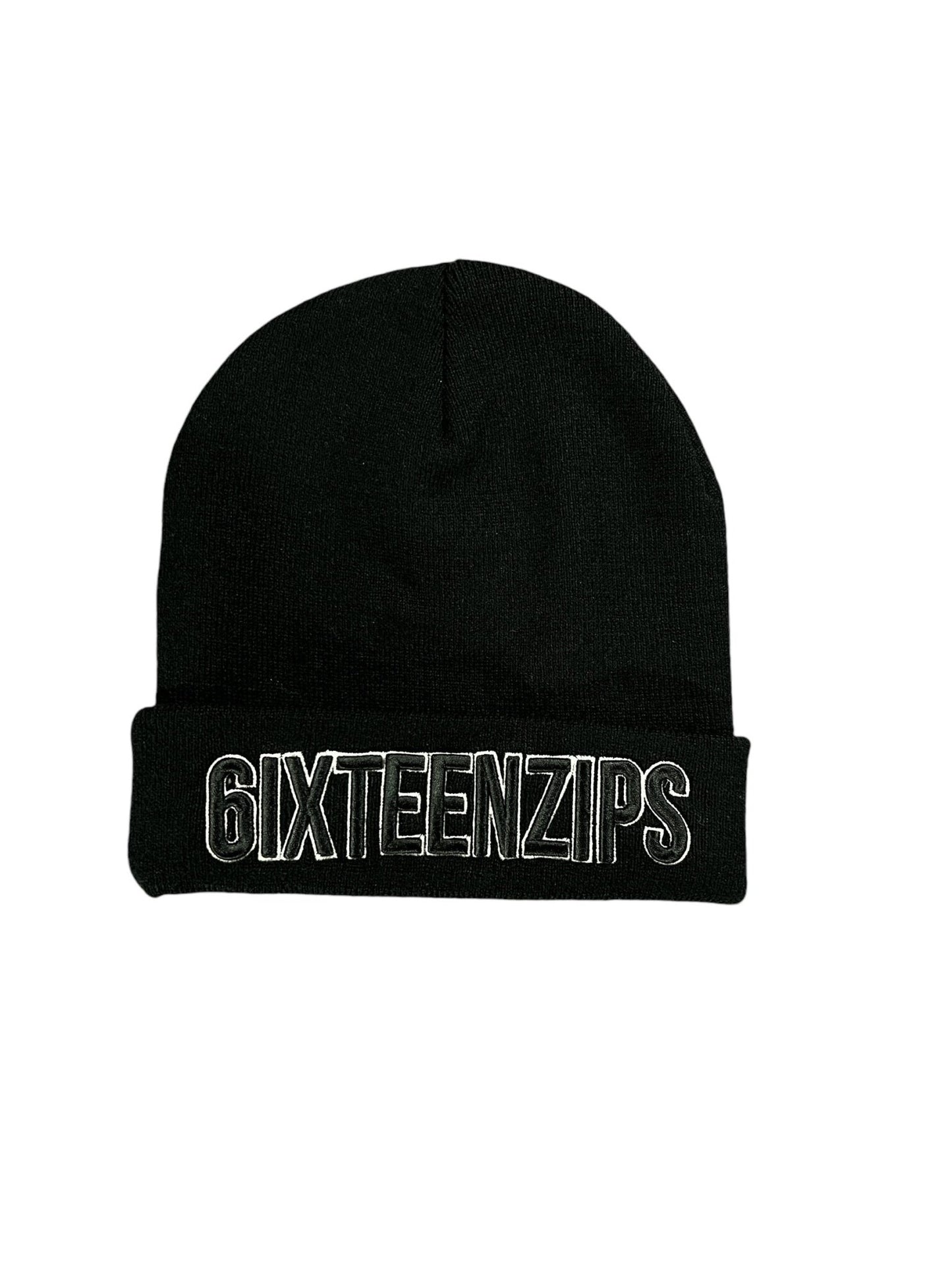 Black “Outline” Logo Beanie **SAMPLE** 1 of 1 - 6IXTEEN Zips