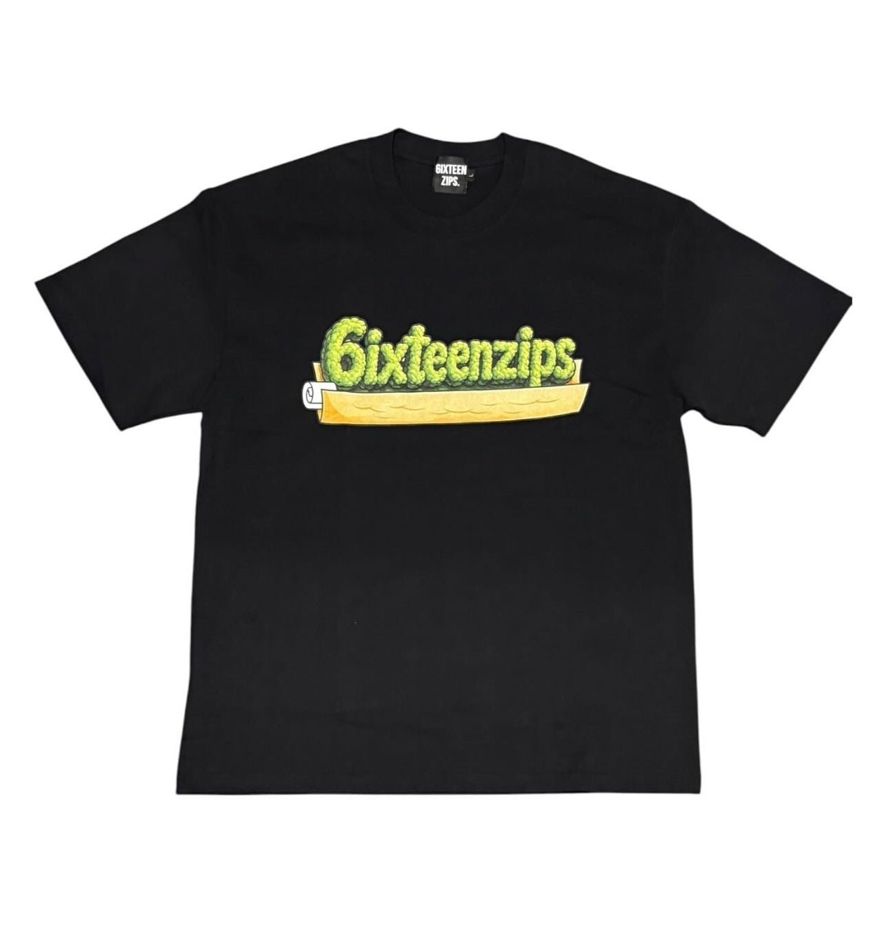 Black “Paper Plane” Heavyweight Tee - 6IXTEEN Zips