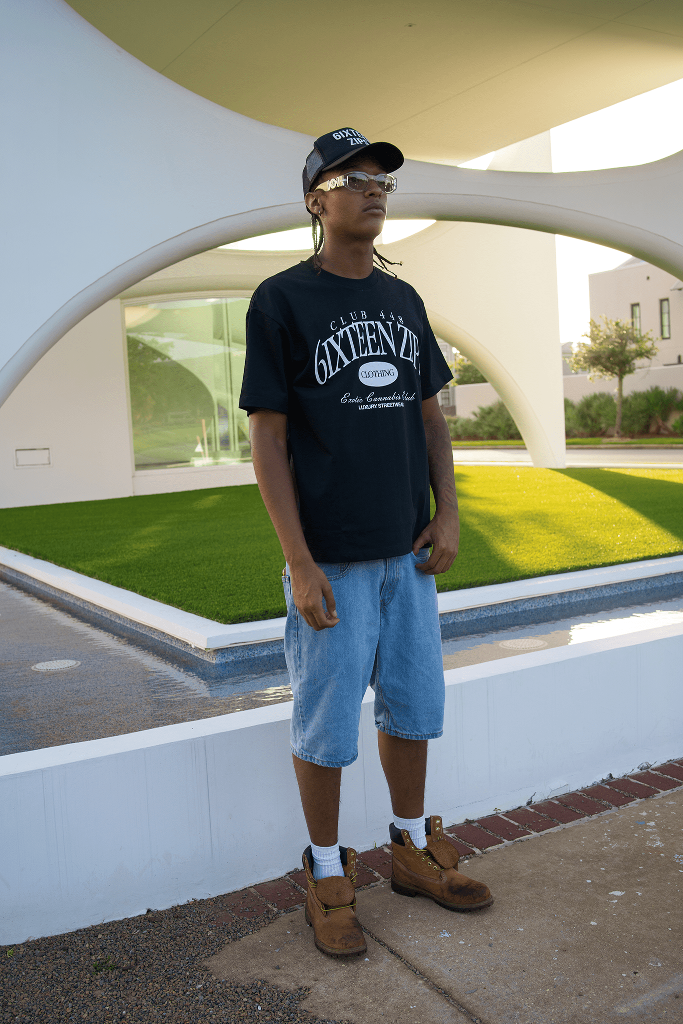 Black/White “Club 448” Luxury Heavyweight Tee - 6IXTEEN Zips