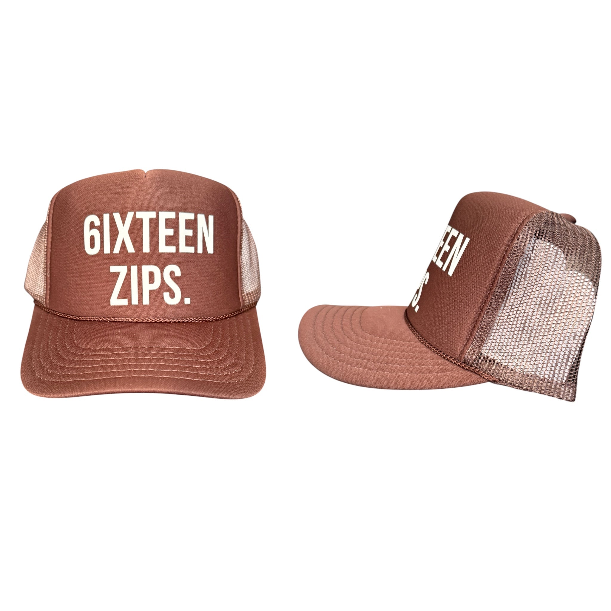 Brown “OG Logo” Trucker Hat - 6IXTEEN Zips
