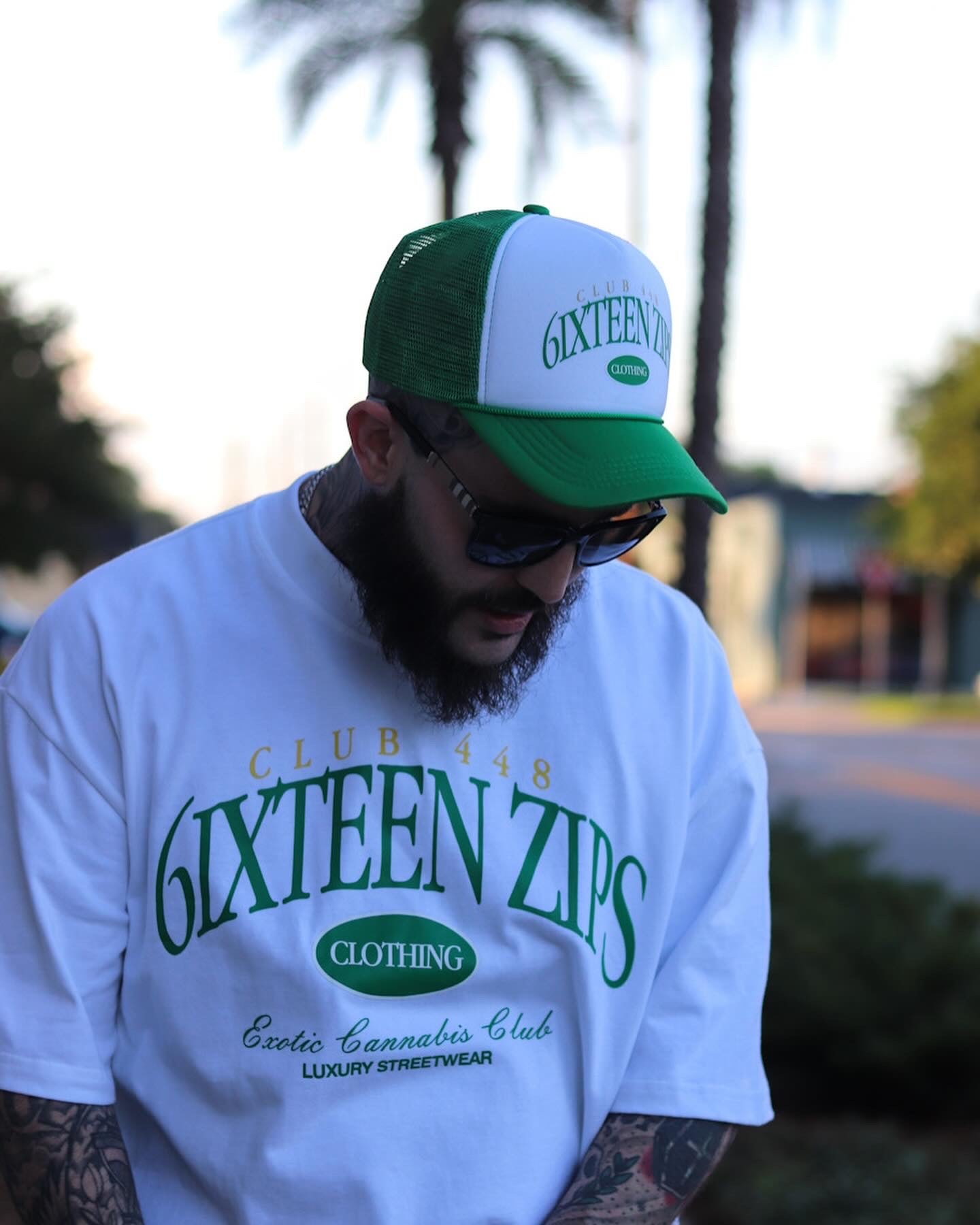 “Club 448” Green/White Trucker Hat - 6iXTEEN Zips