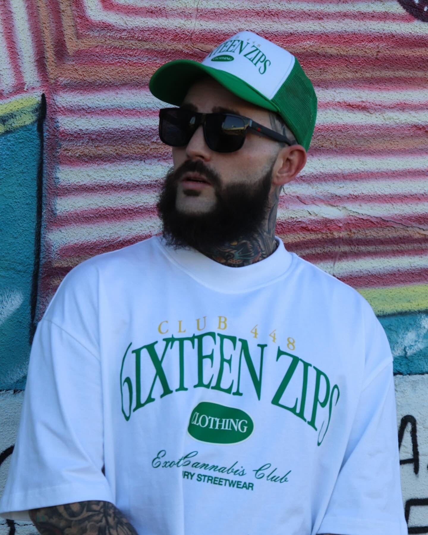 “Club 448” Green/White Trucker Hat - 6iXTEEN Zips