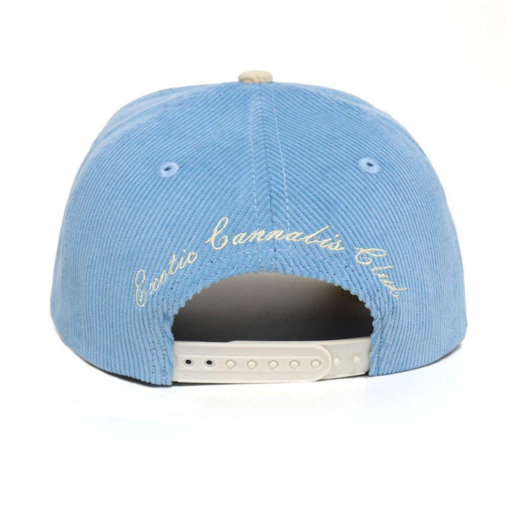 "Club 448" Sky Blue/Beige Corduroy Trucker Hat - 6iXTEEN Zips