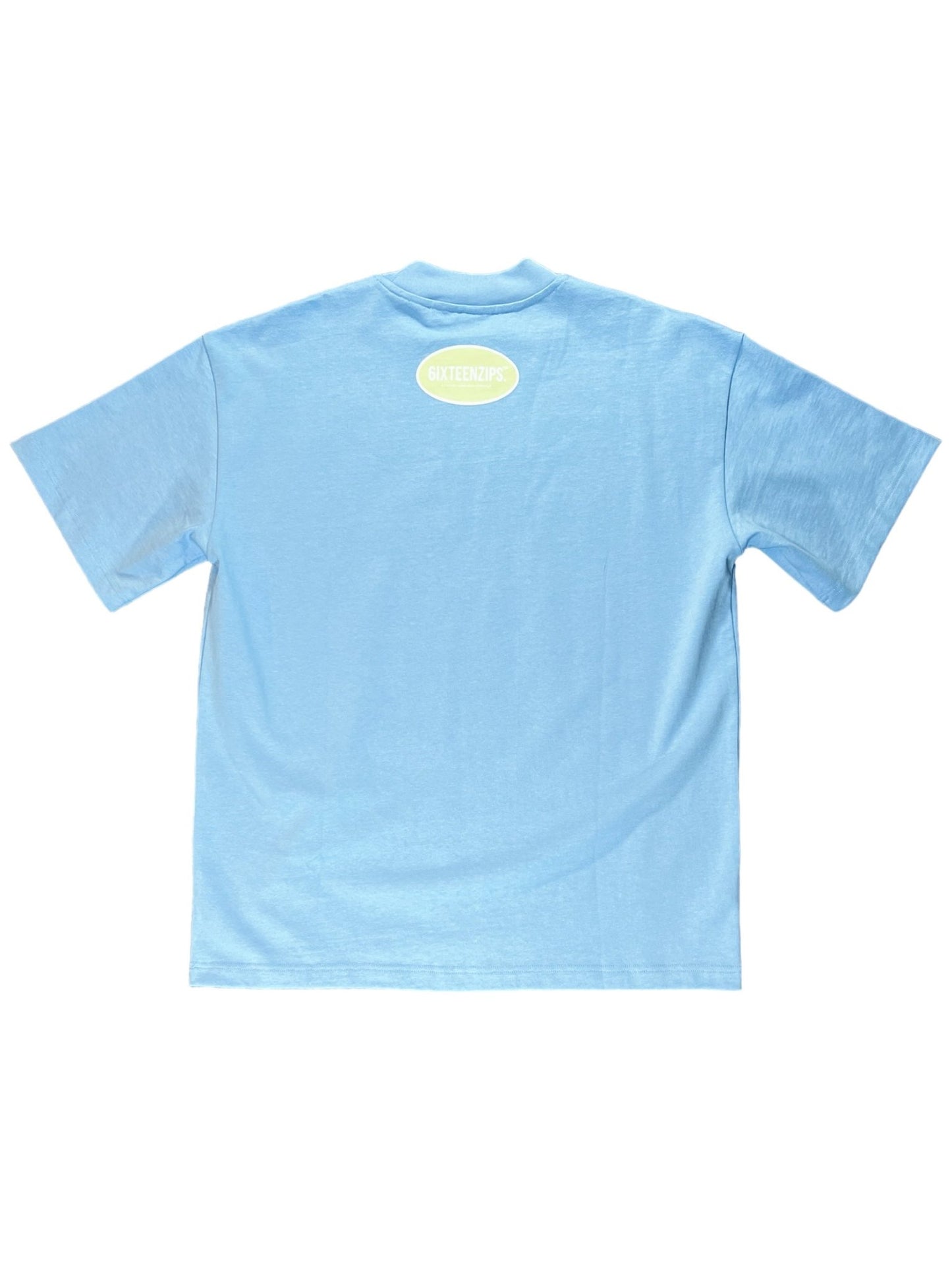 “Club 448” Sky Blue/Beige Heavyweight Luxury Tee - 6iXTEEN Zips