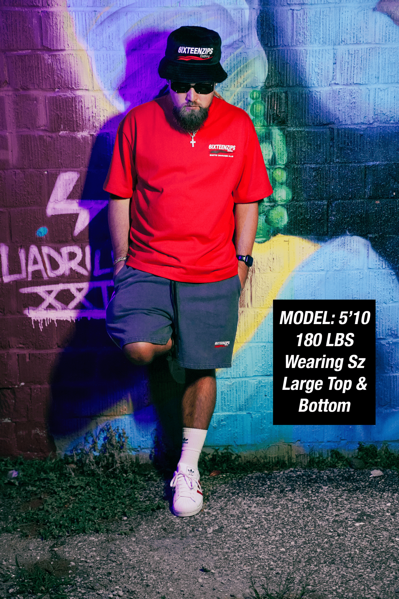 "Exotic Cannabis Club" Acid Wash Striped Shorts - 6IXTEEN Zips