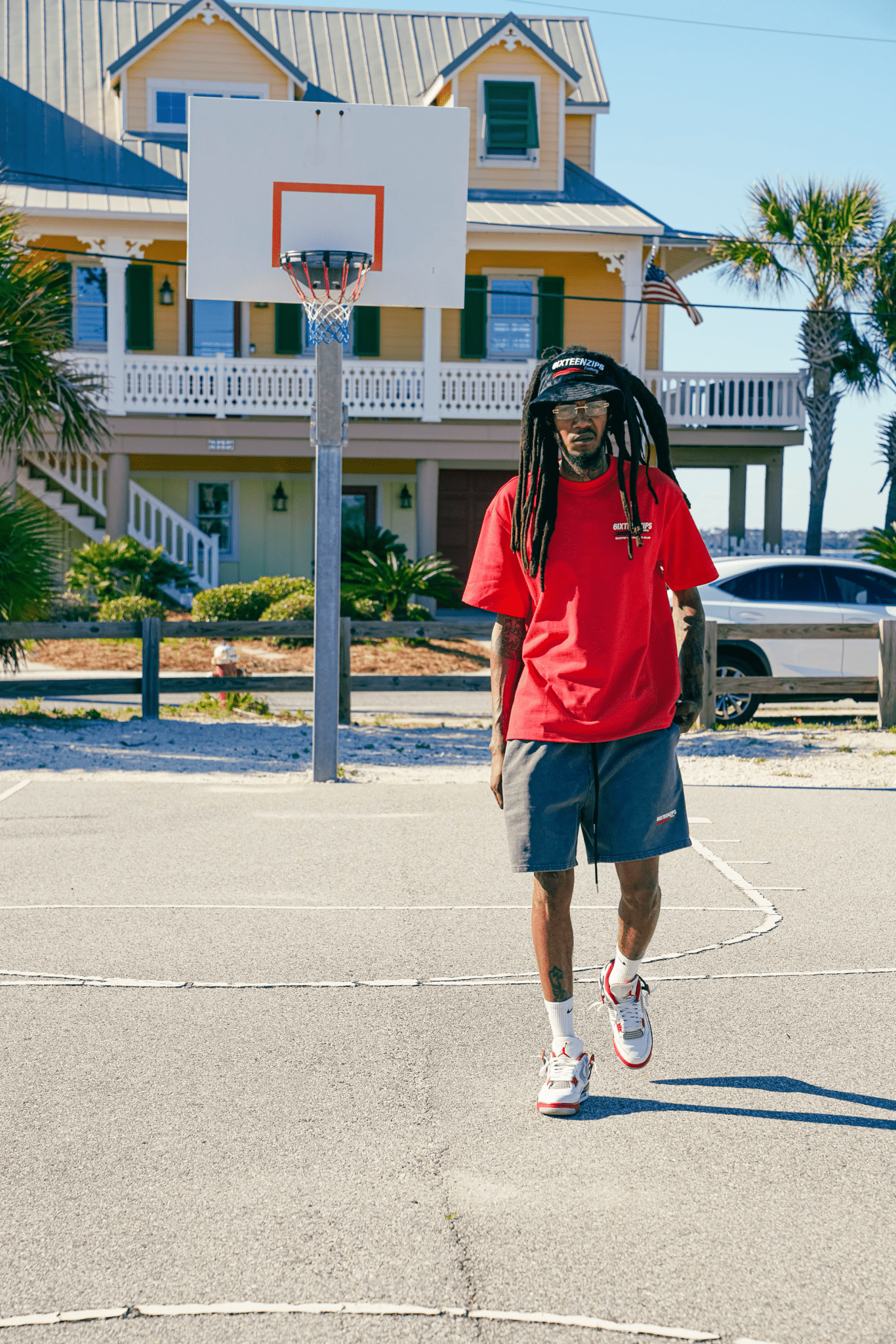 "Exotic Cannabis Club" Acid Wash Striped Shorts - 6IXTEEN Zips