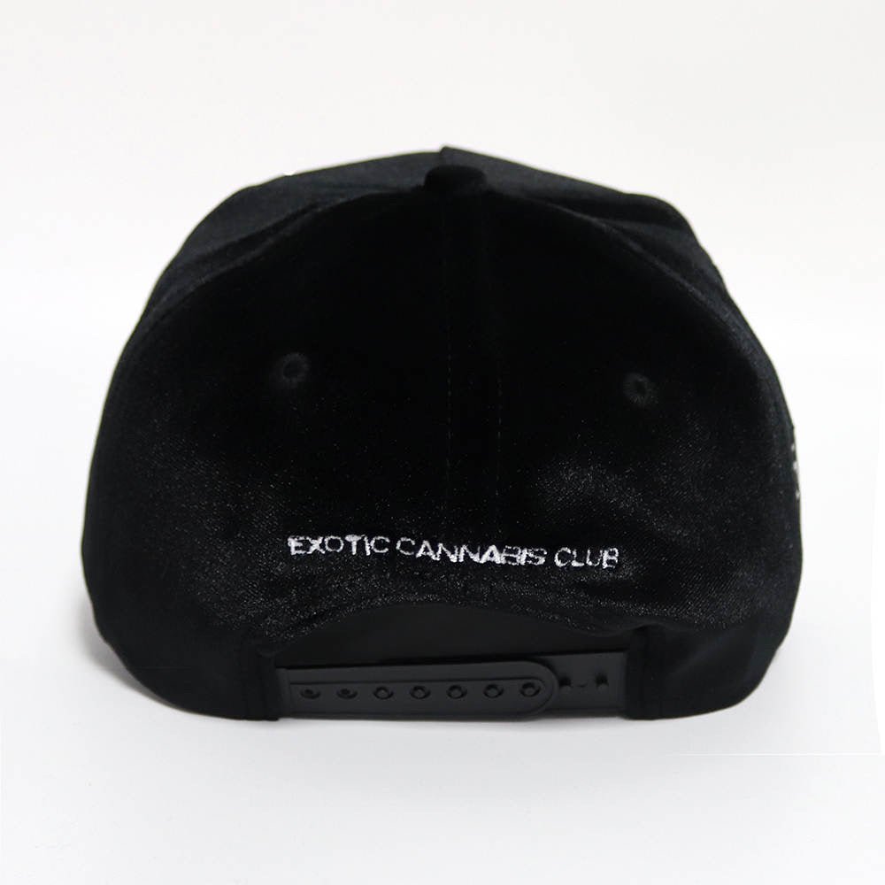 “Exotic Cannabis Club” Black Velvet Trucker Hat - 6iXTEEN Zips