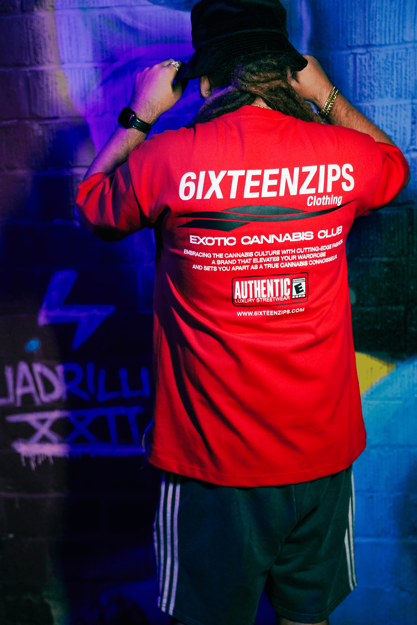 “Exotic Cannabis Club” Heavyweight Luxury Red Tee - 6IXTEEN Zips